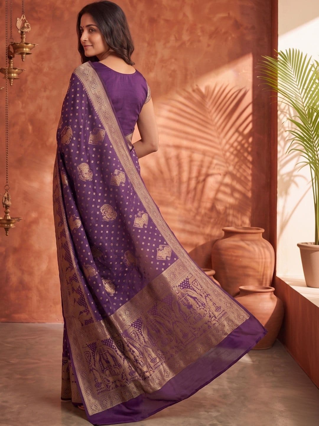 ROOP RADHIKA Woven Design Zari Silk Blend Designer Banarasi Saree thumbnail 2