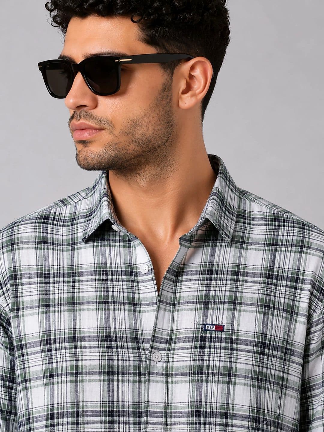 U.S. PITCHERS Men Modern Slim Fit Tartan Checks Checked Casual Shirt thumbnail 5