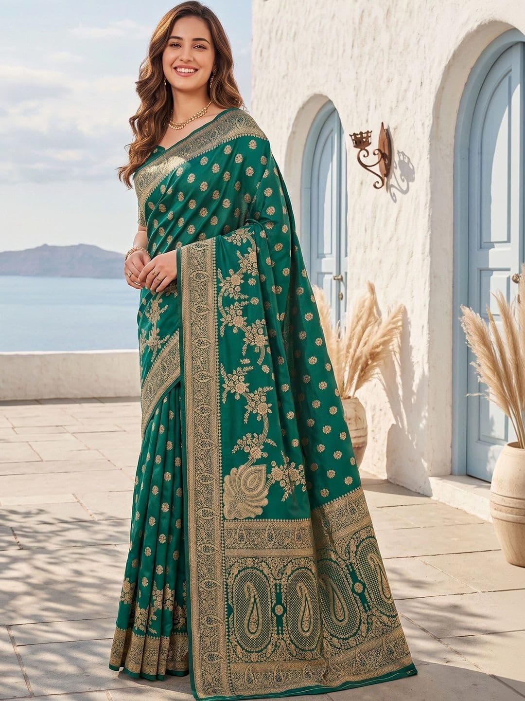 ROOP RADHIKA Paisley Zari Silk Blend Designer Banarasi Saree - view 1