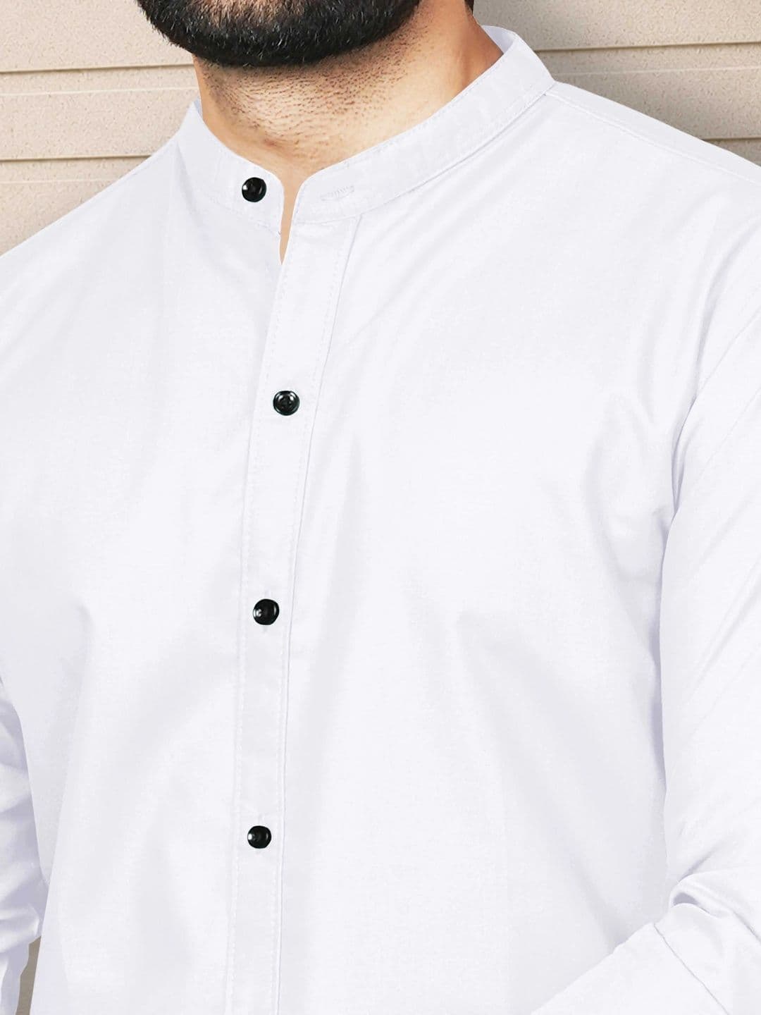 VeBNoR Men Standard Fit Solid Mandarin Collar Casual Shirt thumbnail 5
