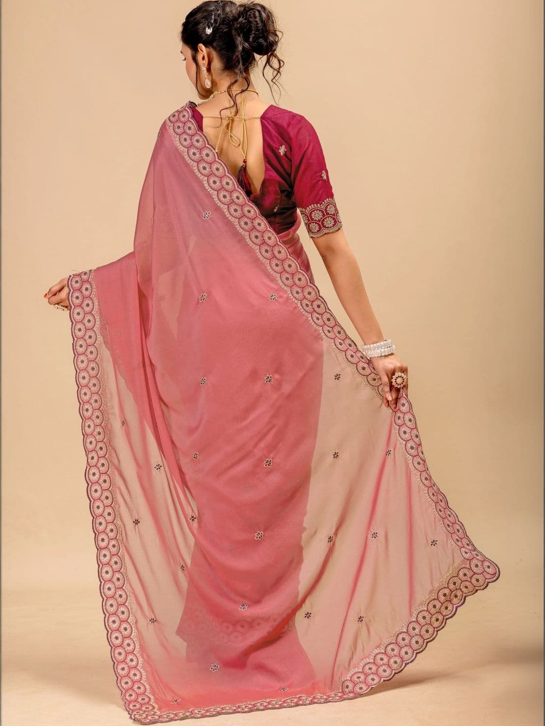 LabelVASTRA Embellished Embroidered Poly Georgette Saree thumbnail 3