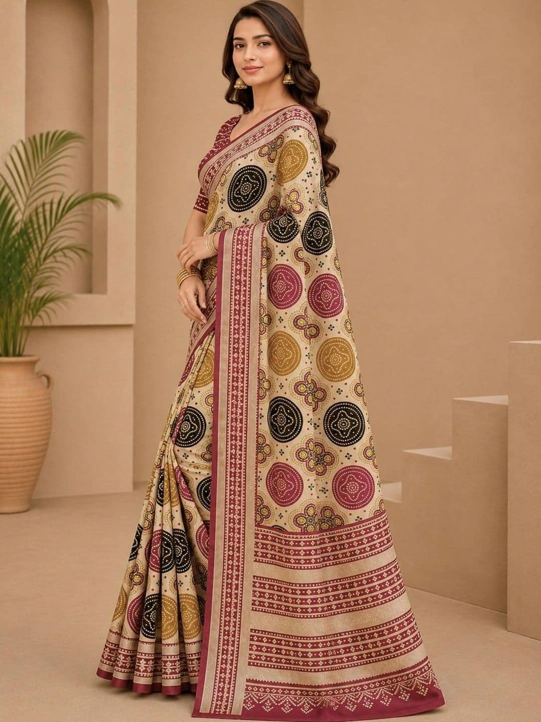 SAMANTHA Bandhani Poly Georgette Bandhani Saree thumbnail 3