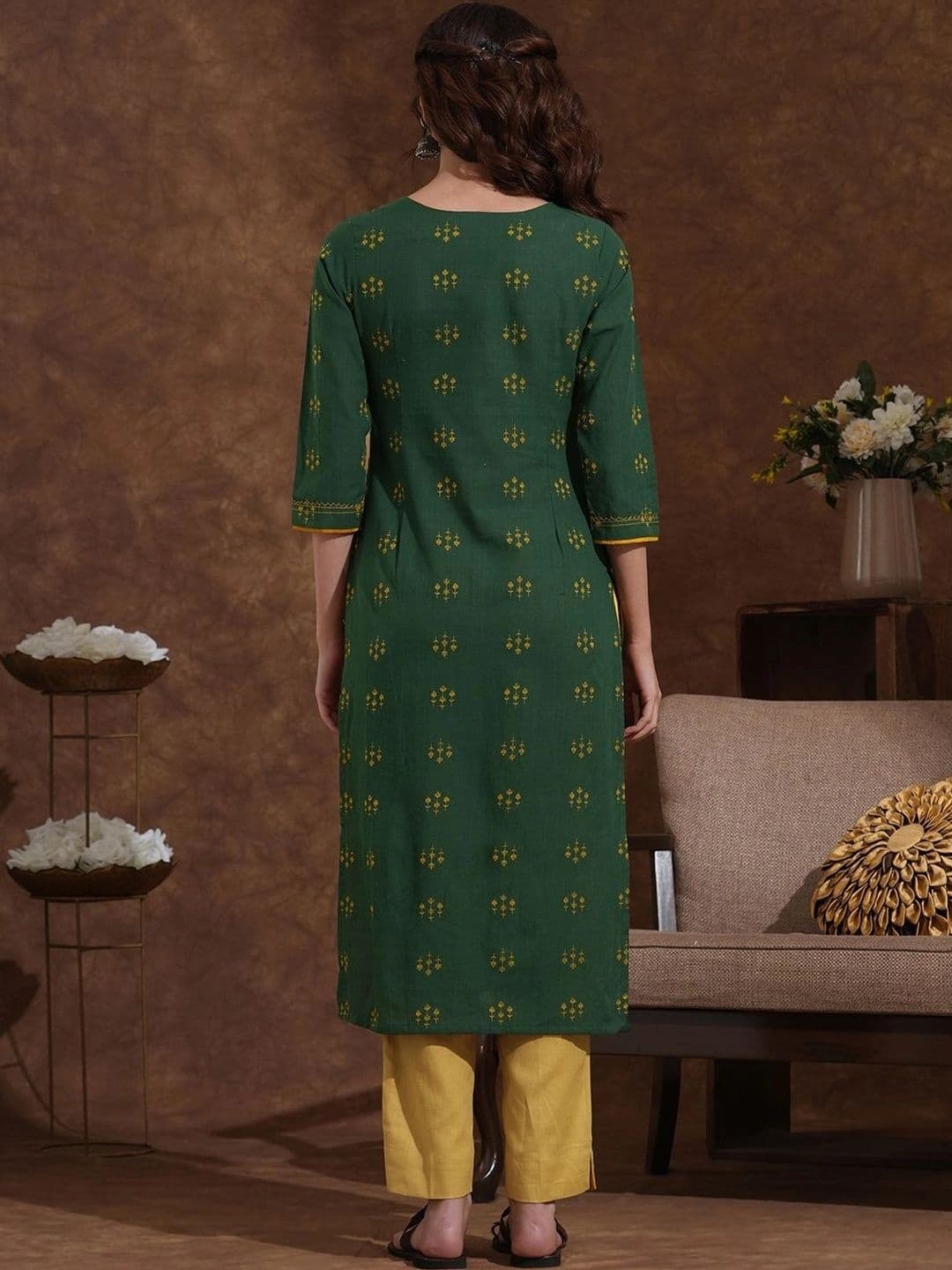 KAMI KUBI Women Ethnic Motifs Printed Thread Work Kurta thumbnail 7