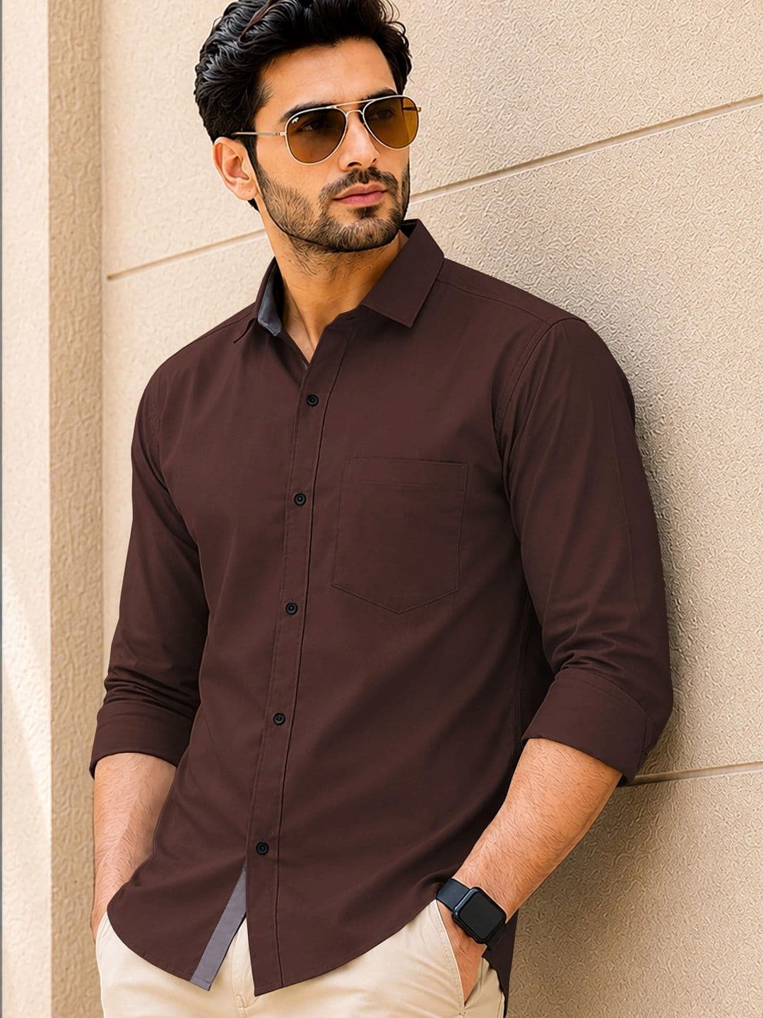 VeBNoR Men Standard Solid Spread Collar Casual Shirt - view 1