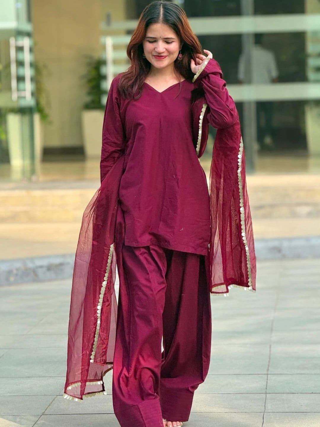 GoSriKi Women Regular Kurta with Palazzos & With Dupatta - view 1