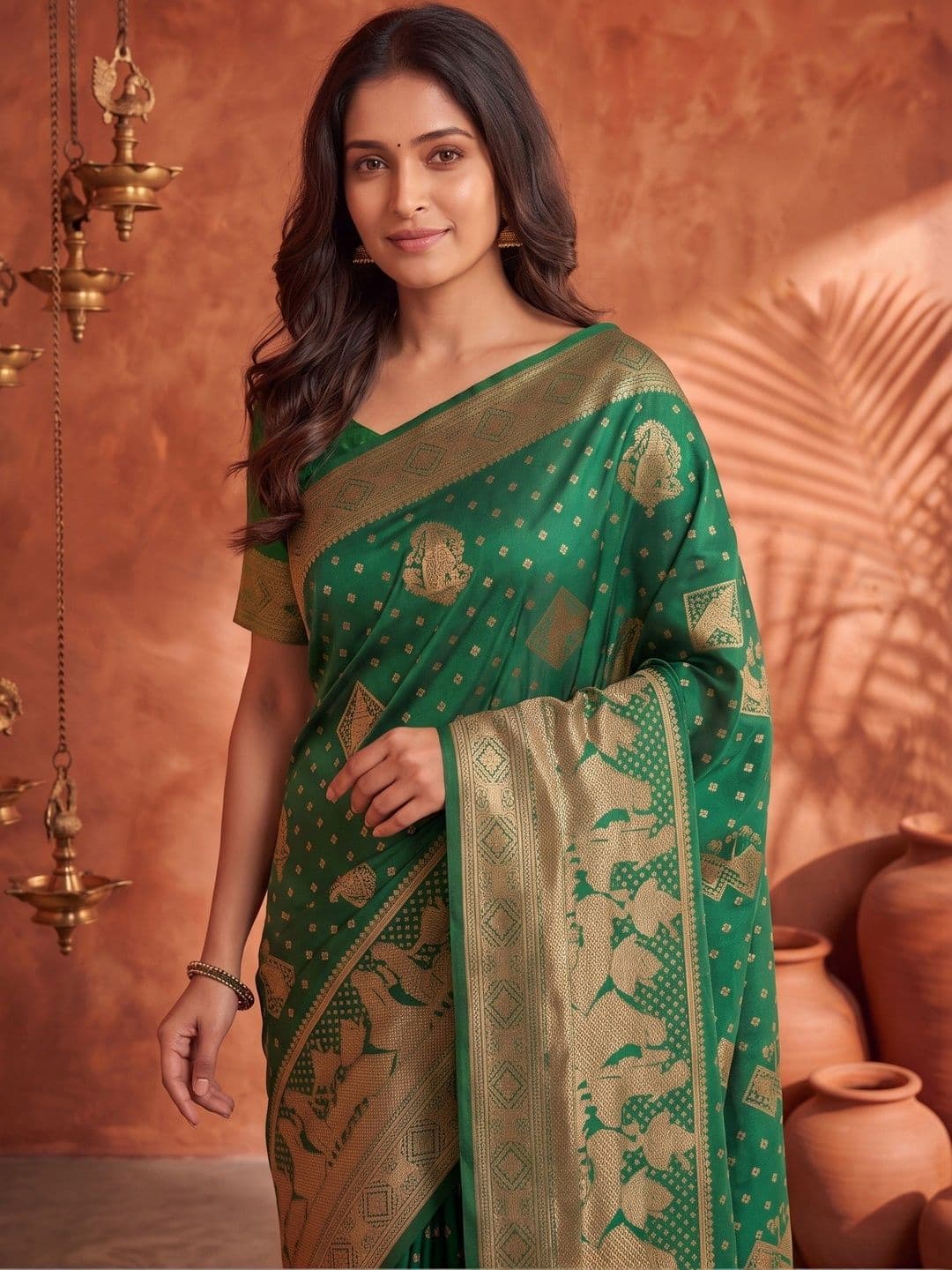 ROOP RADHIKA Woven Design Zari Silk Blend Designer Banarasi Saree thumbnail 2