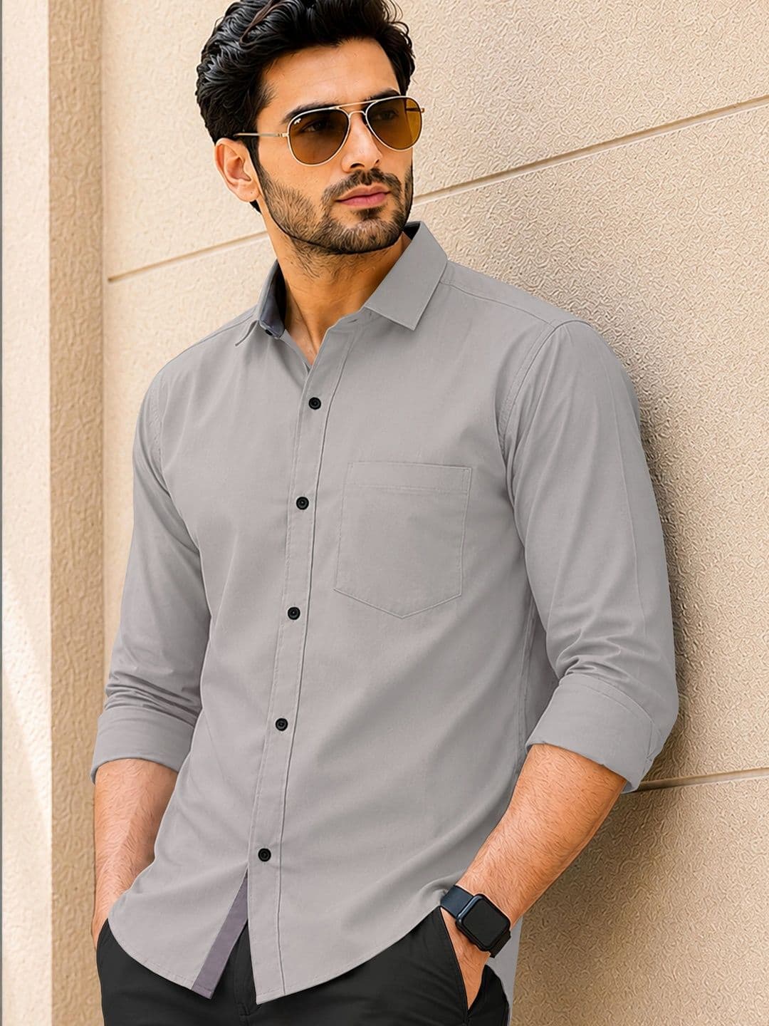 VeBNoR Men Standard Fit Solid Spread Collar Shirt - view 1
