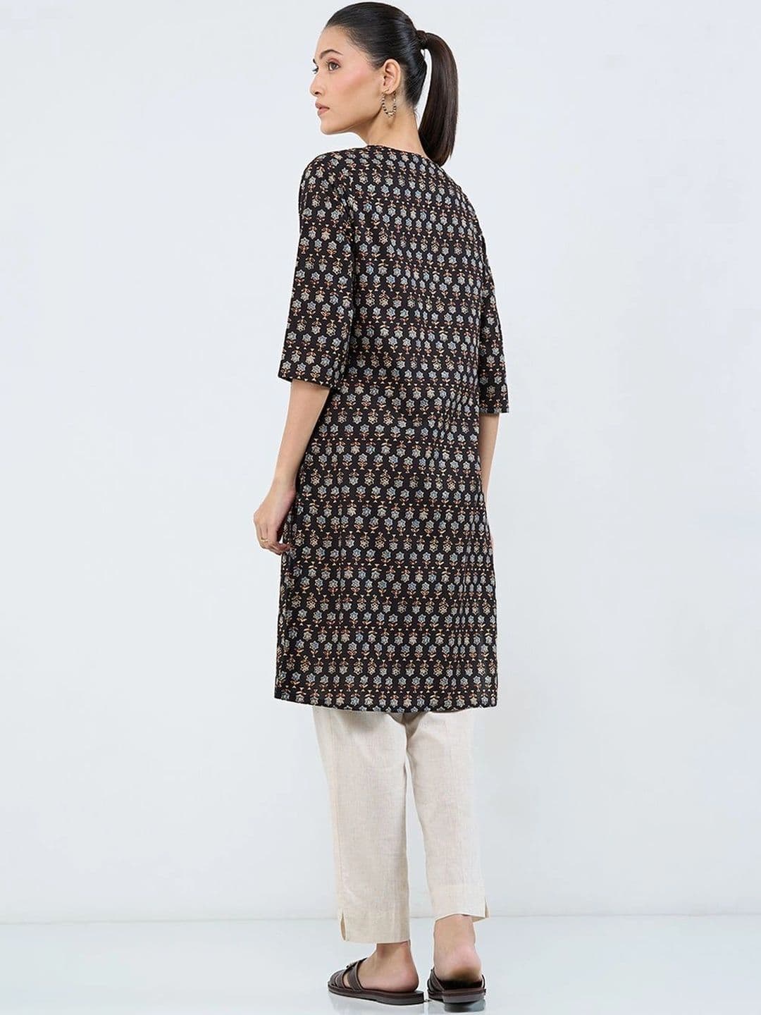 RANGMANCH BY PANTALOONS Women Ethnic Motifs Printed Sequinned Indie Prints Kurta thumbnail 4
