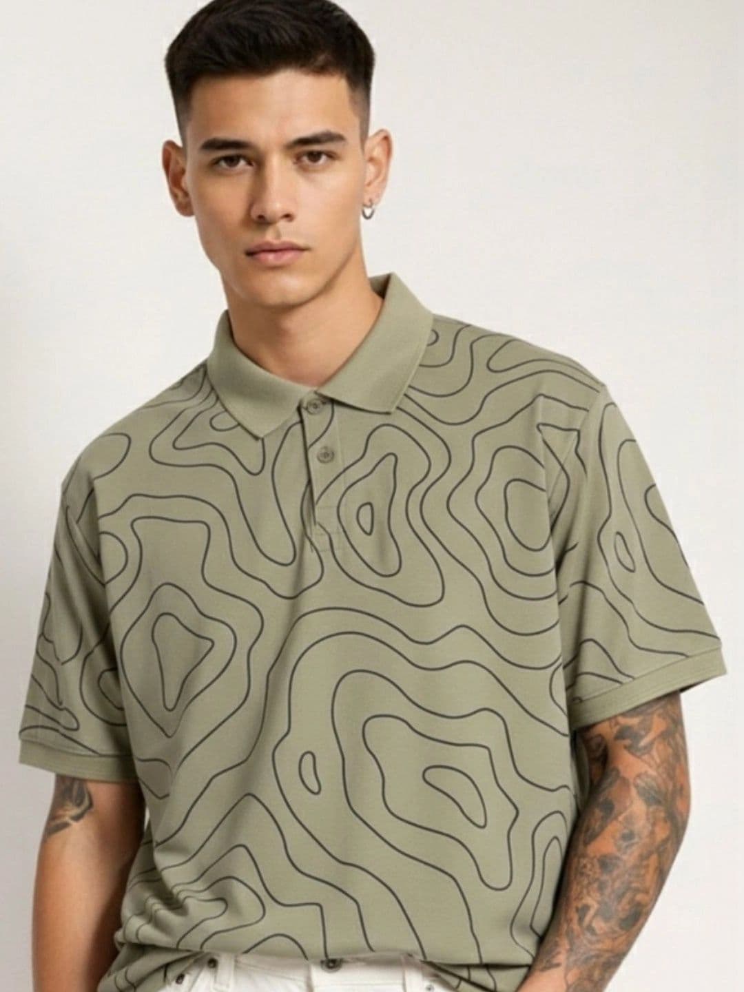 HERE&NOW Men Printed Polo Collar T-shirt - view 1