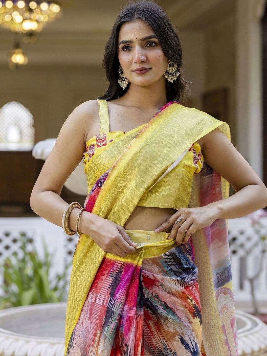 KALINI Zari Art Silk Fusion Saree thumbnail 7