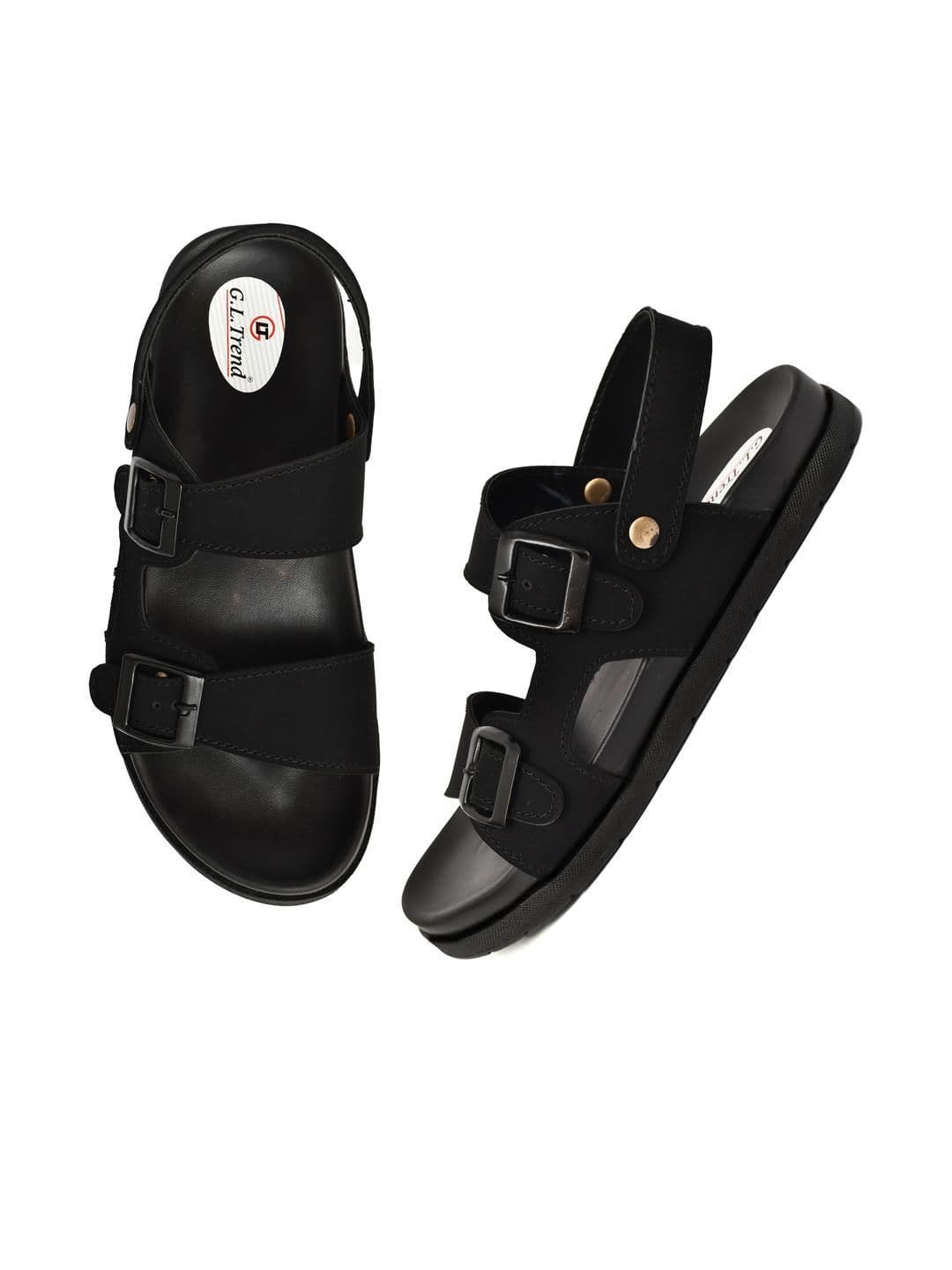 G L Trend Black Leather Sandals thumbnail 3