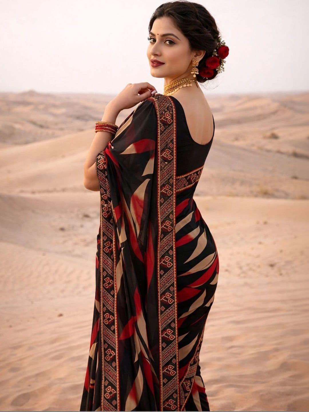 RENBRIZA Poly Georgette Saree thumbnail 3