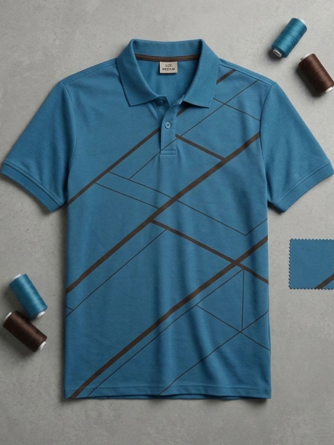 HERE&NOW Men Printed Polo Collar T-shirt thumbnail 3