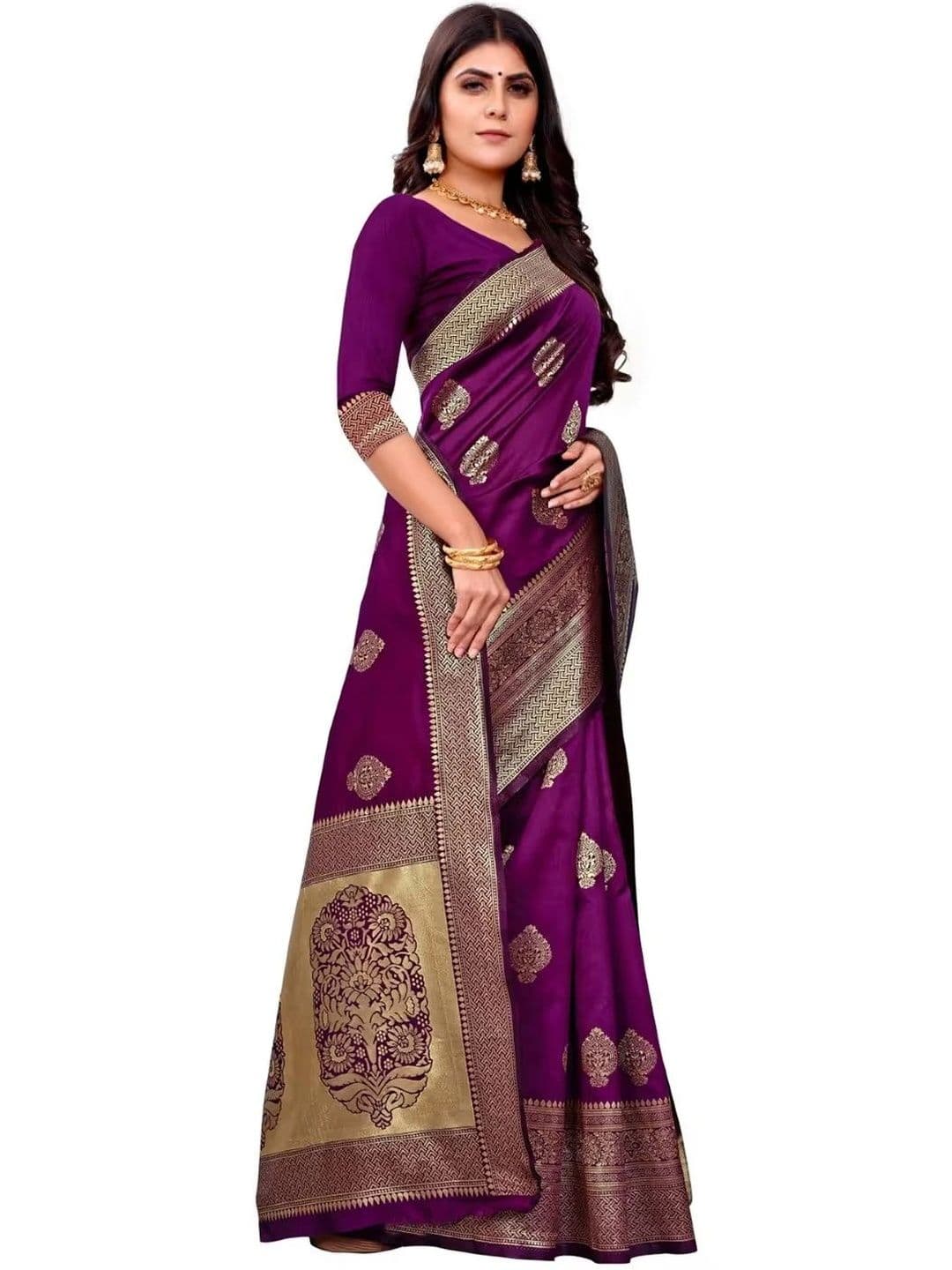 wearsquad Zari Art Silk Banarasi Saree thumbnail 3