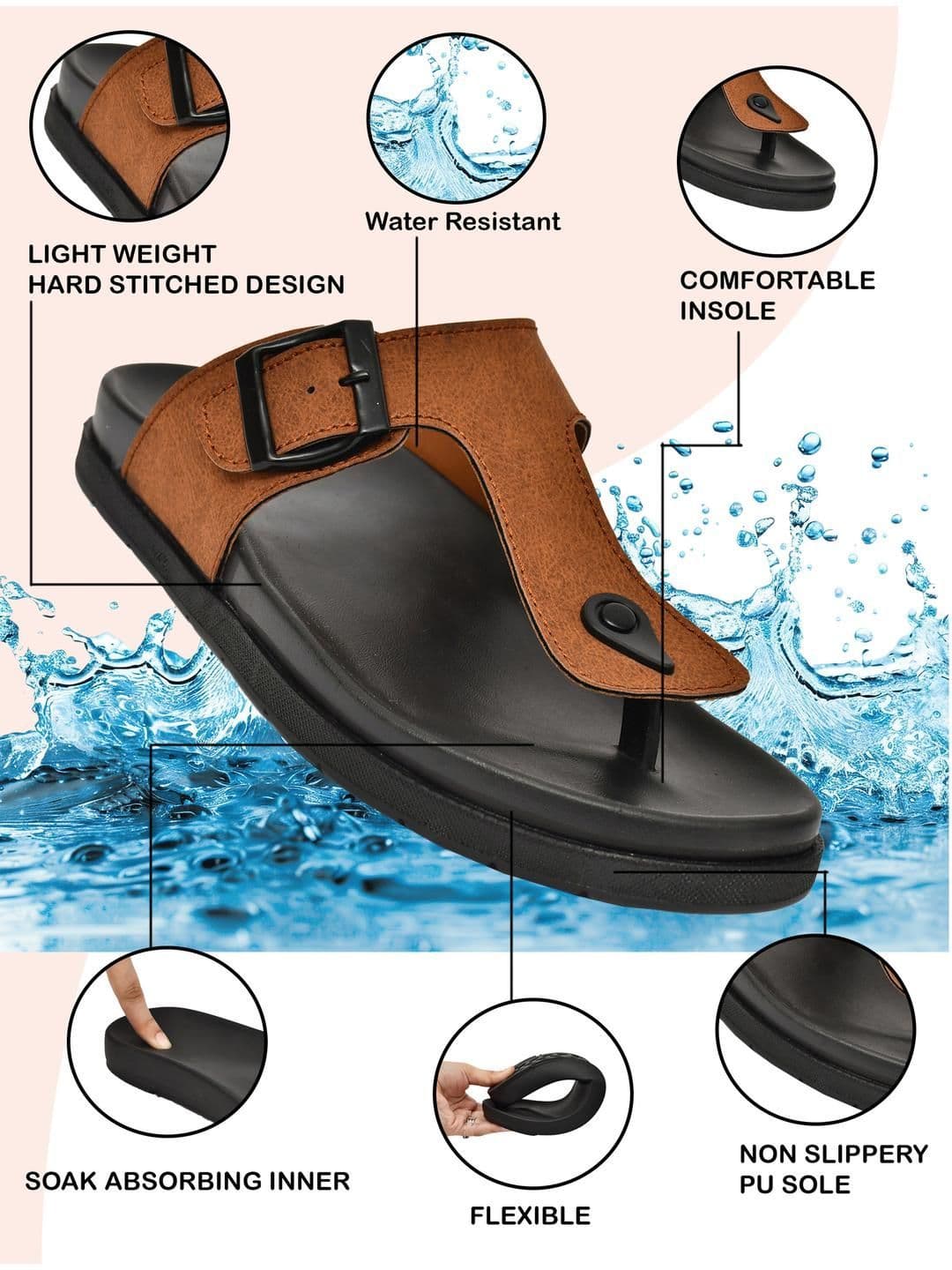 G L Trend Tan Leather Sandals thumbnail 6