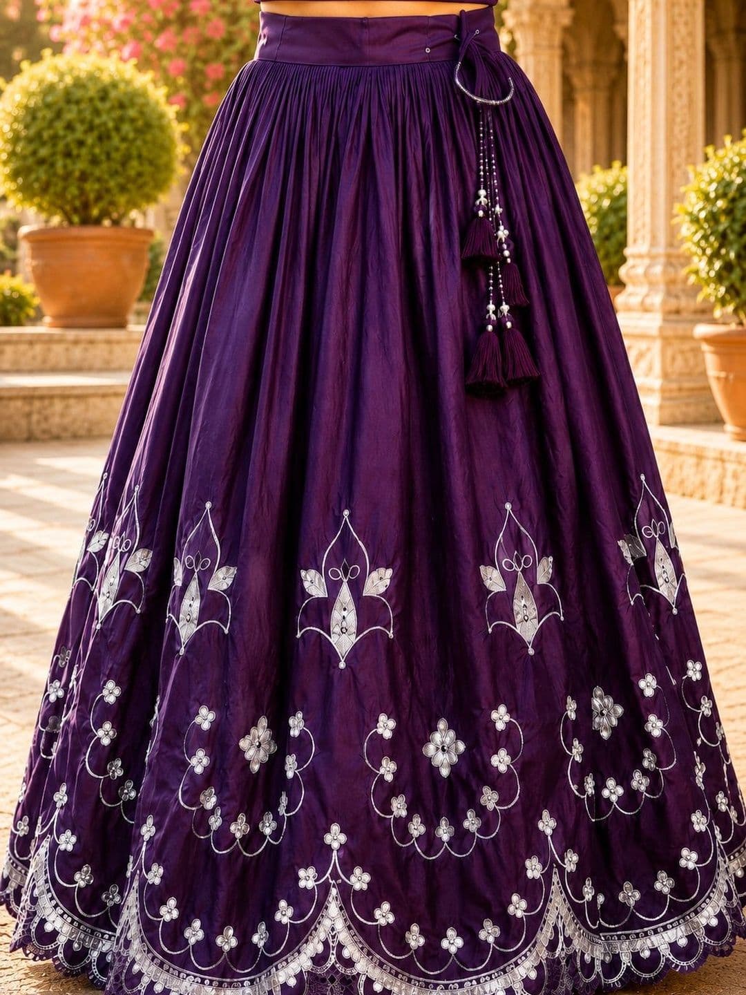 Sangria Girls Embroidered Thread Work Ready to Wear Lehenga & thumbnail 6
