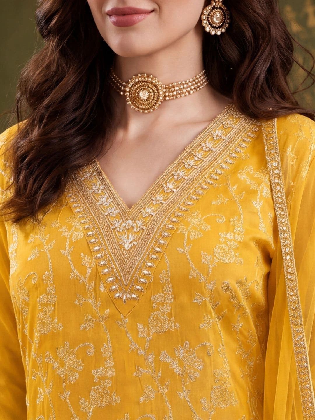 Anouk Women Ethnic Motifs Embroidered Regular Kurta with Trousers & With Dupatta thumbnail 2
