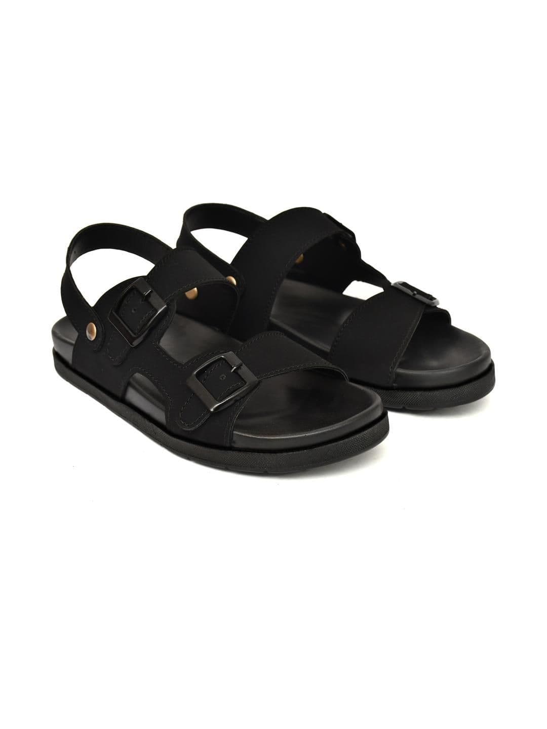 G L Trend Black Leather Sandals thumbnail 7
