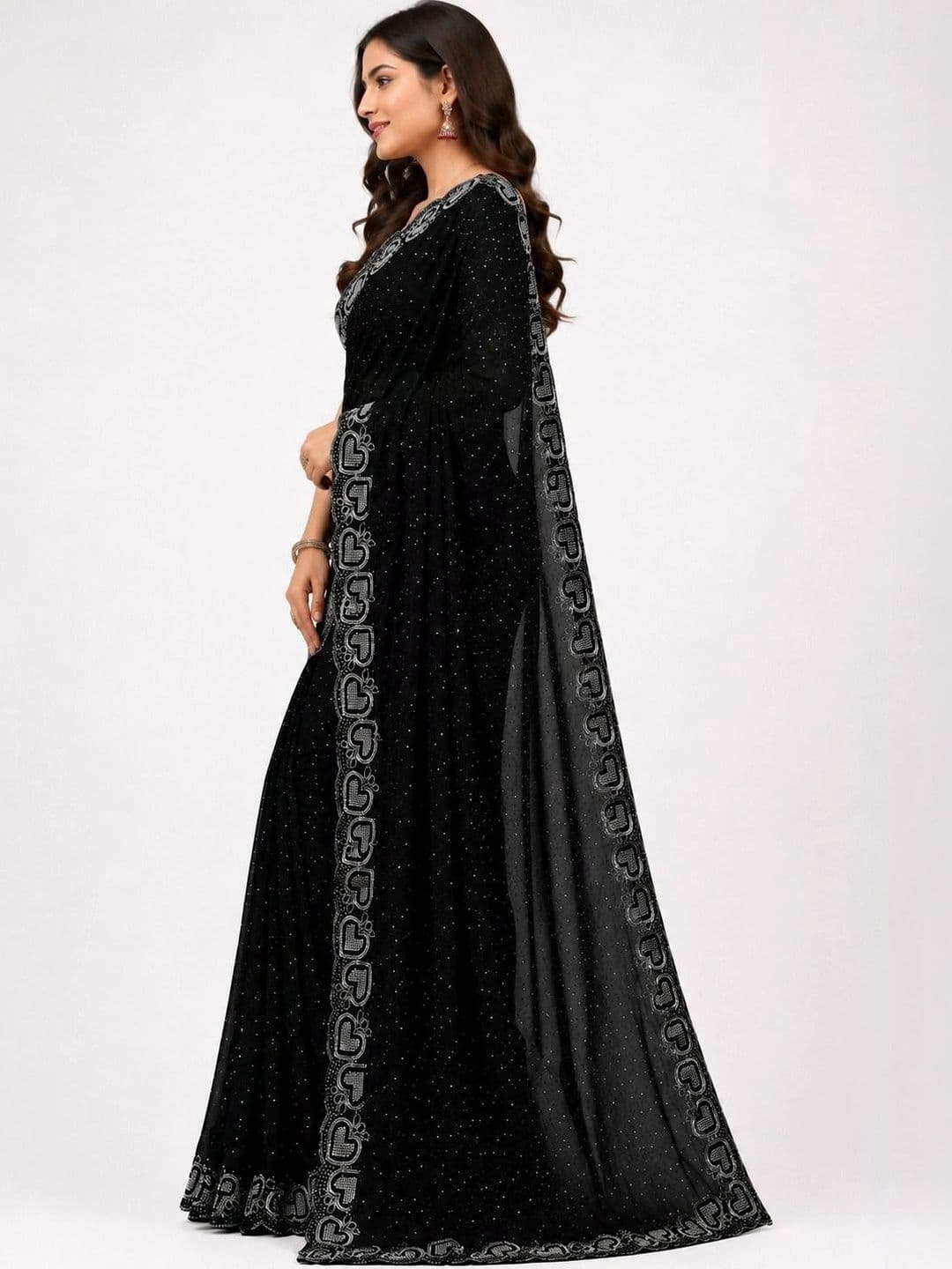 RENBRIZA Embellished Poly Georgette Saree thumbnail 4