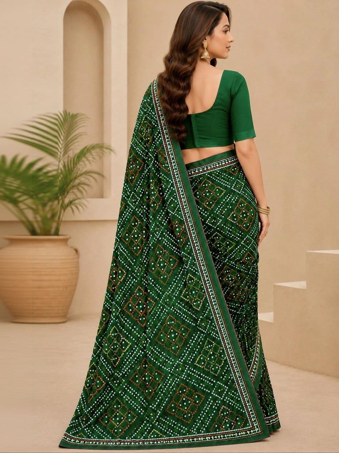 SAMANTHA Bandhani Poly Georgette Leheriya Saree thumbnail 2