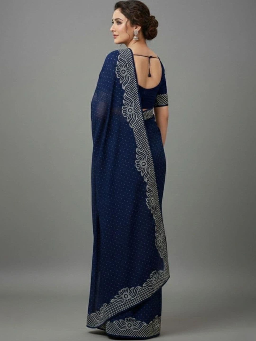 RENBRIZA Embellished Poly Georgette Saree thumbnail 3
