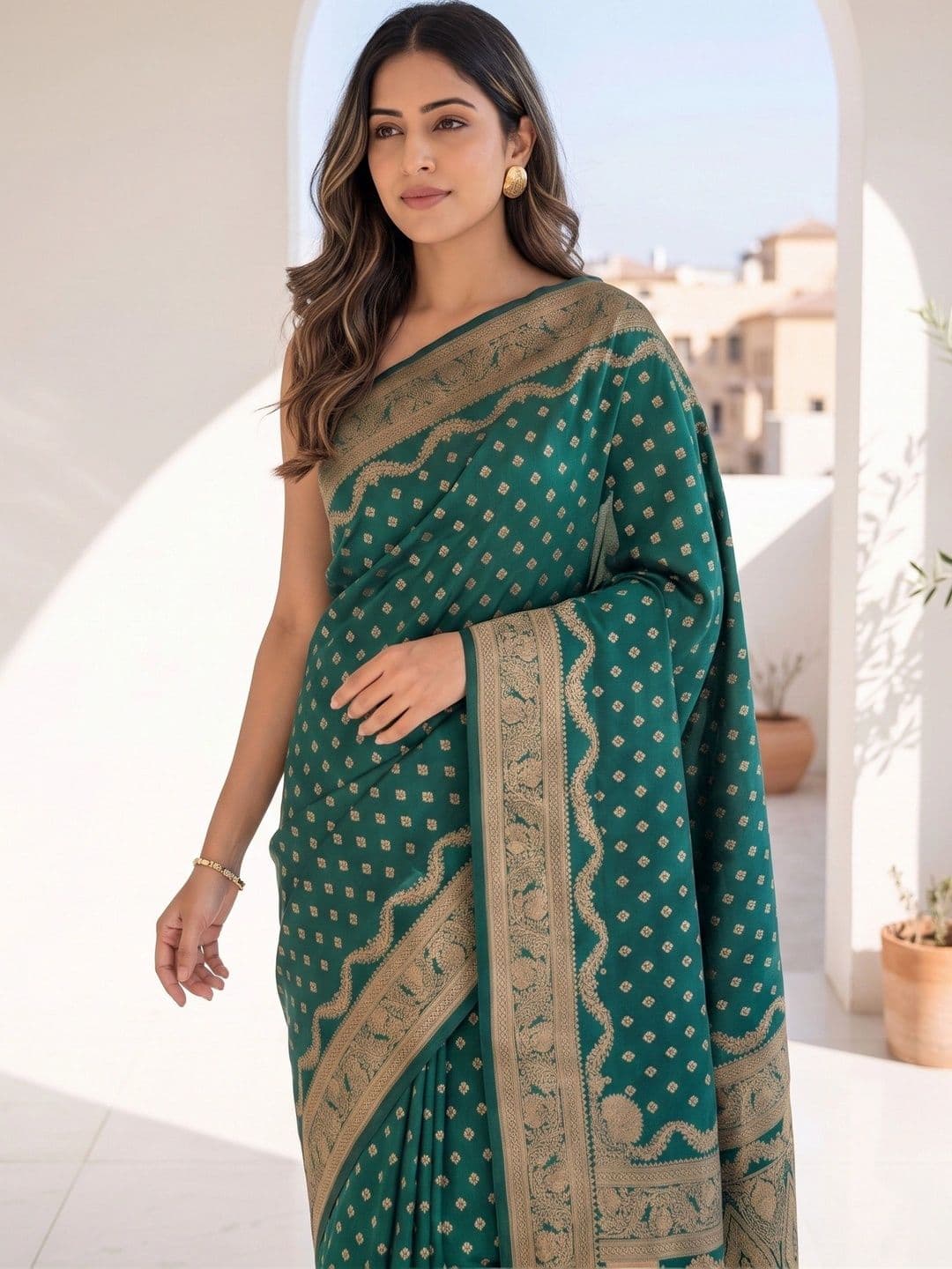 ROOP RADHIKA Woven Design Zari Silk Blend Designer Banarasi Saree thumbnail 4