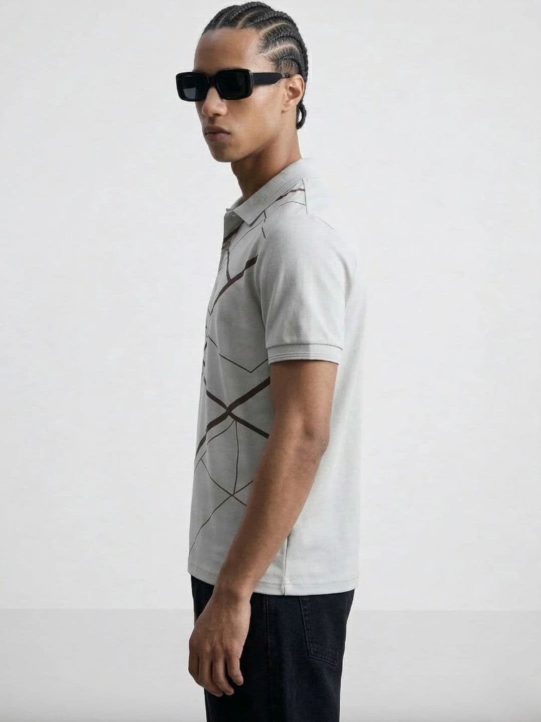 HERE&NOW Men Printed Polo Collar T-shirt thumbnail 2