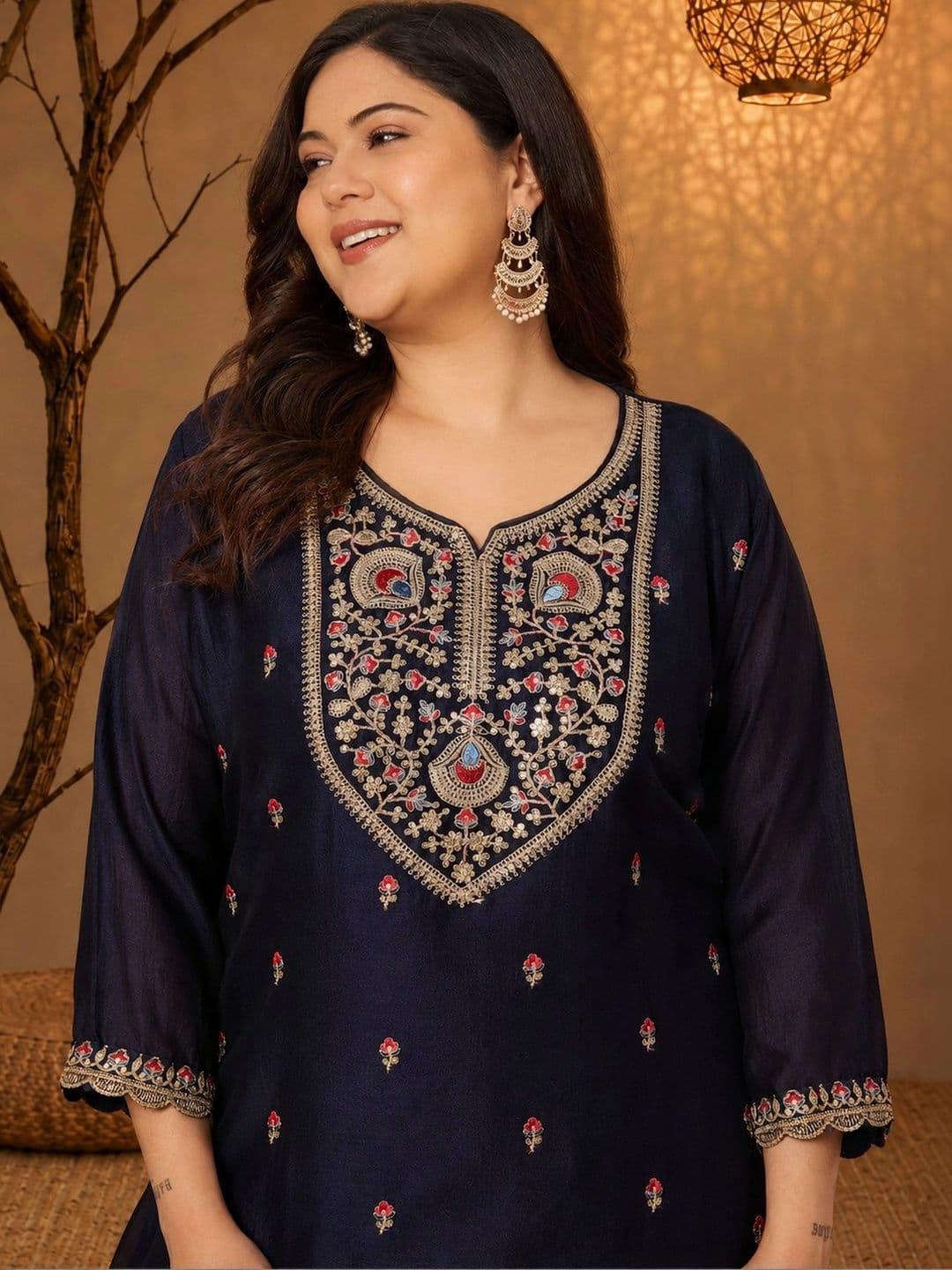 FULL BLOOM Women Ethnic Motifs Embroidered Thread Work Kurta thumbnail 4