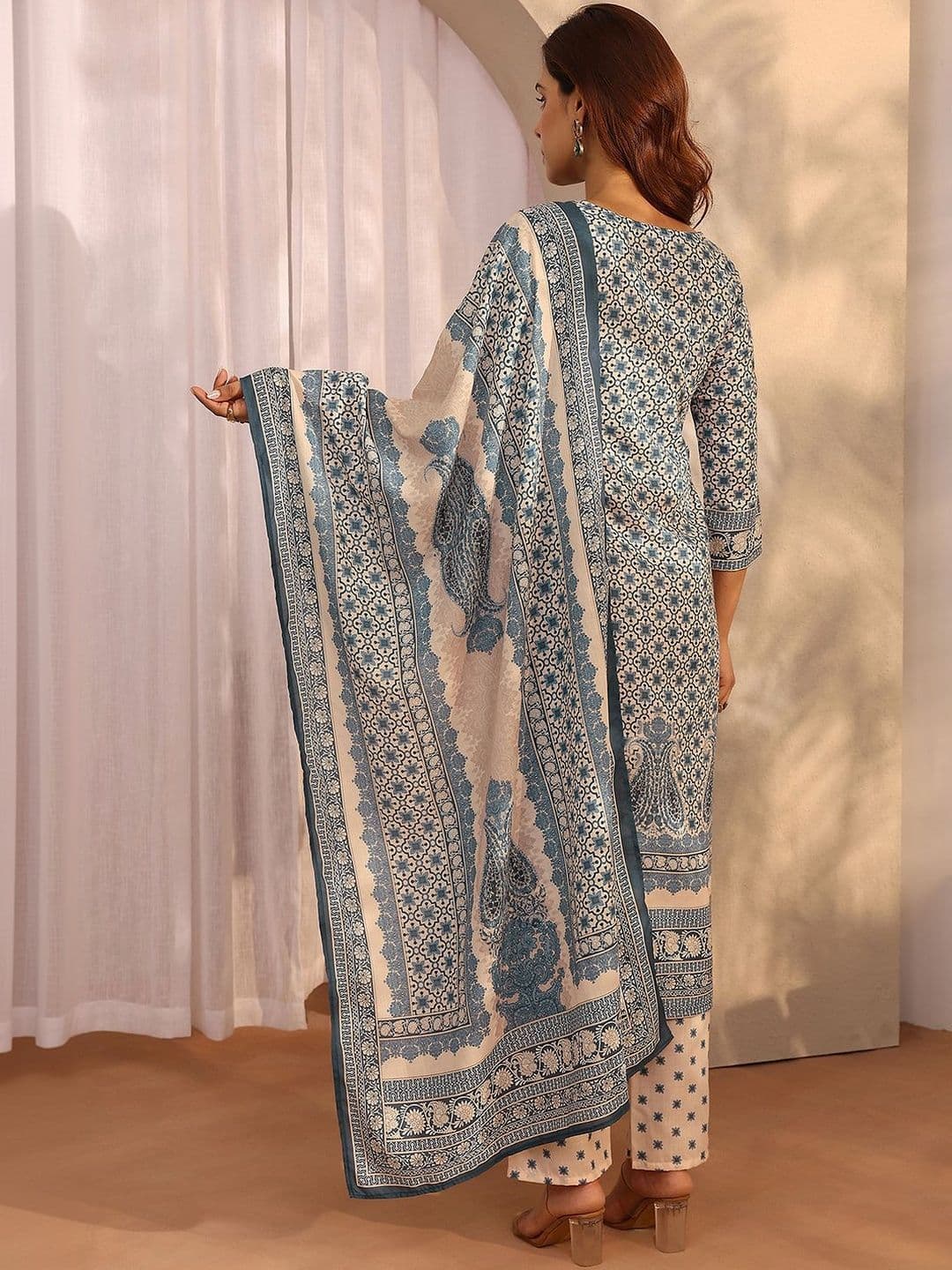 Libas Women Ethnic Motifs Printed Regular Kurta with Trousers & With Dupatta thumbnail 5