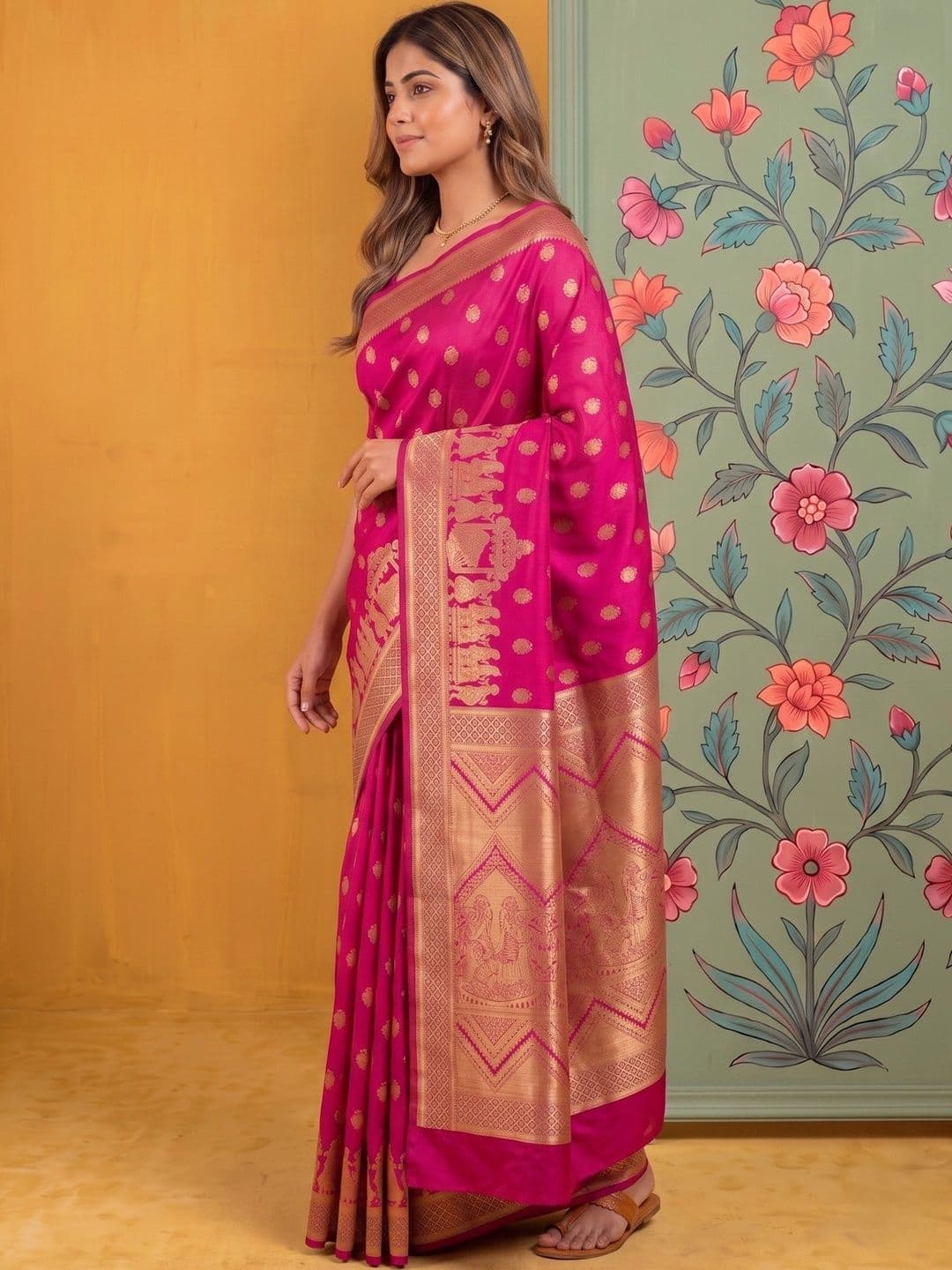 ROOP RADHIKA Woven Design Zari Silk Blend Designer Banarasi Saree thumbnail 3