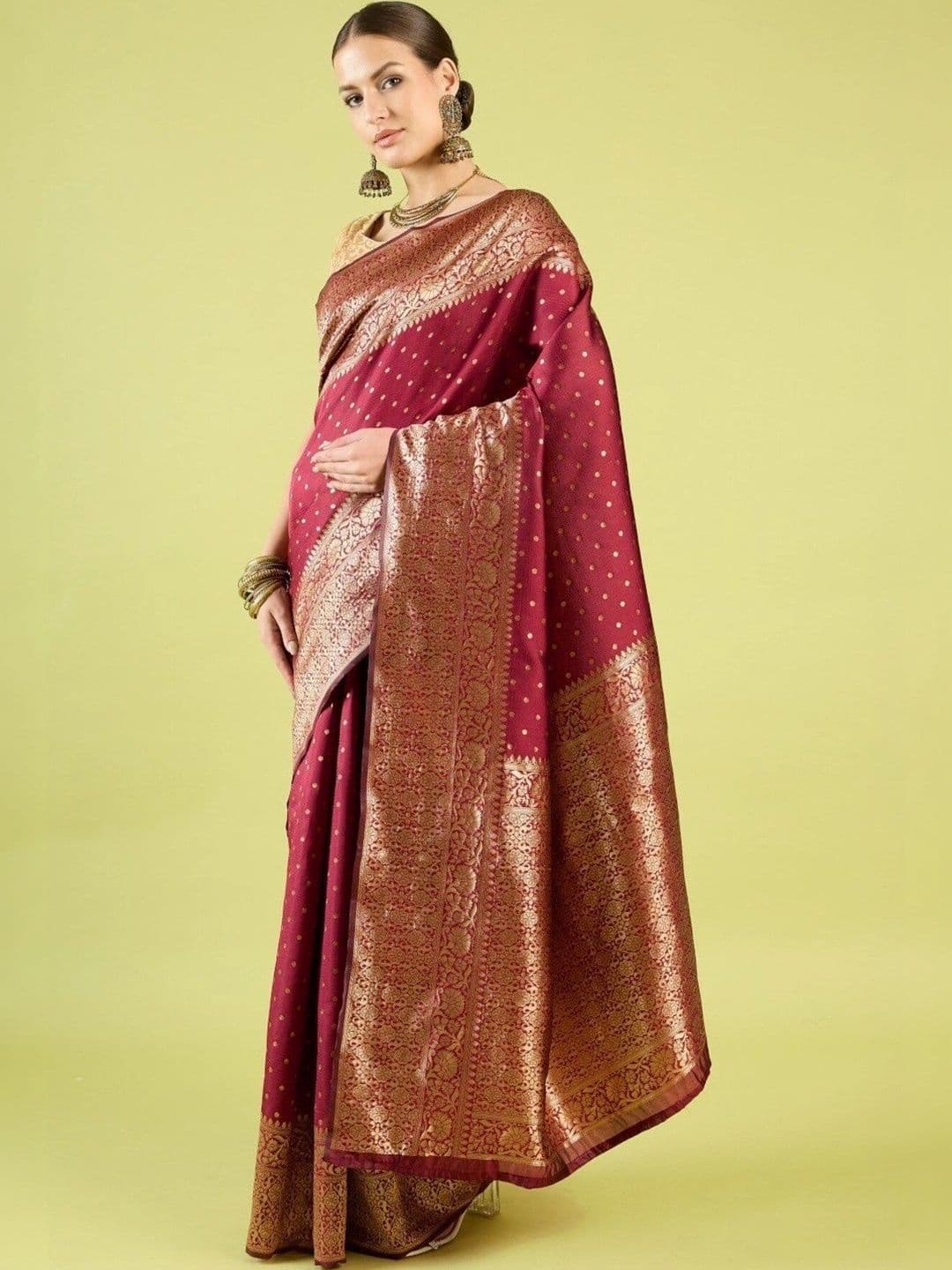 VS MALL Ethnic Motifs Zari Banarasi Saree thumbnail 6