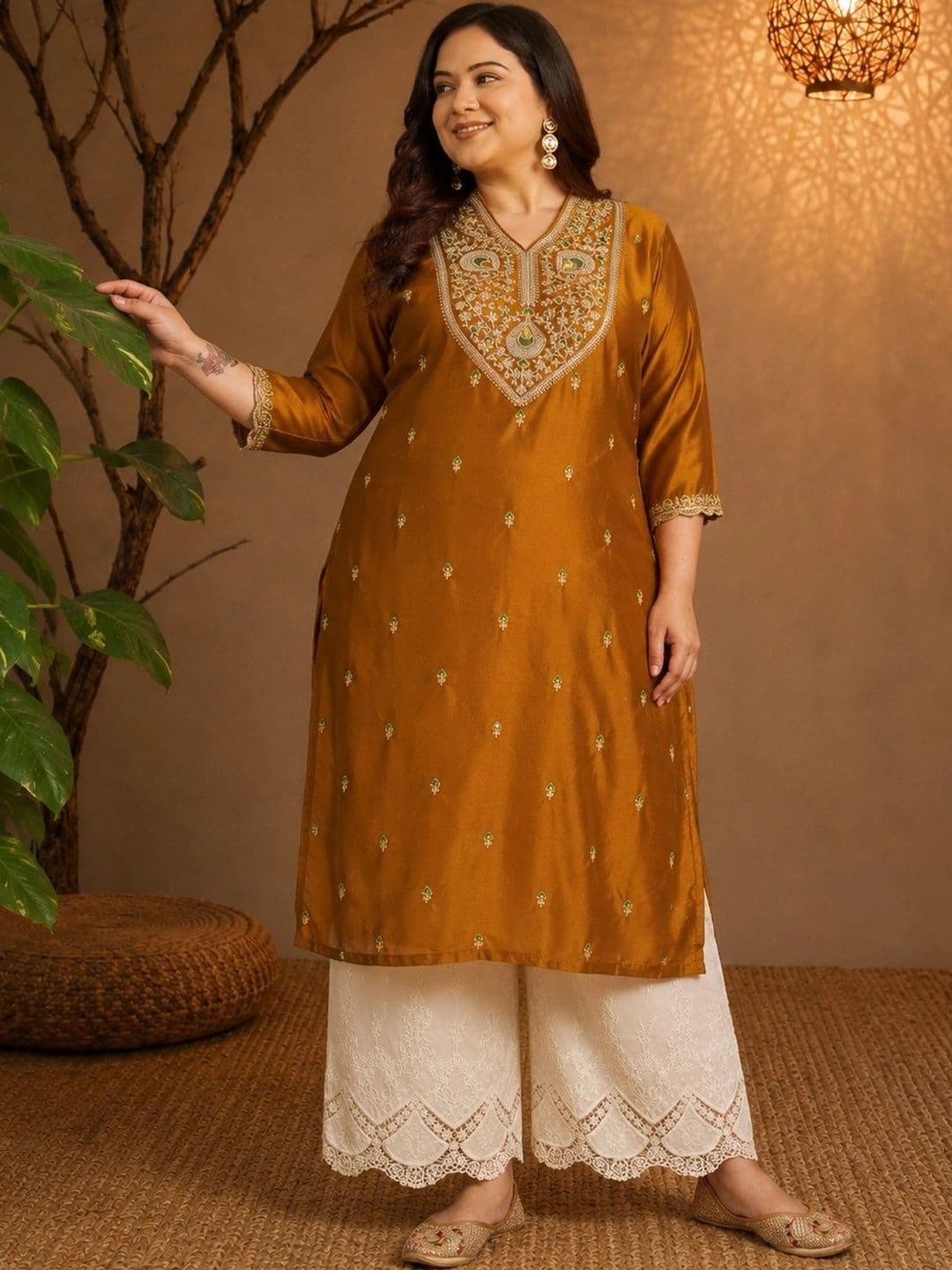 FULL BLOOM Women Ethnic Motifs Embroidered Mirror Work Kurta thumbnail 4