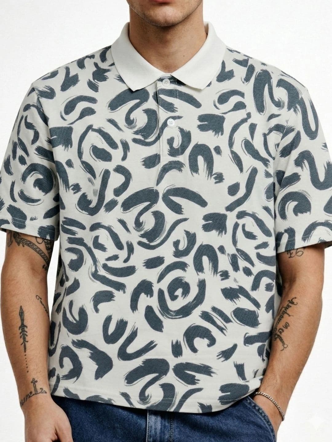 HERE&NOW Men Printed Polo Collar T-shirt - view 1