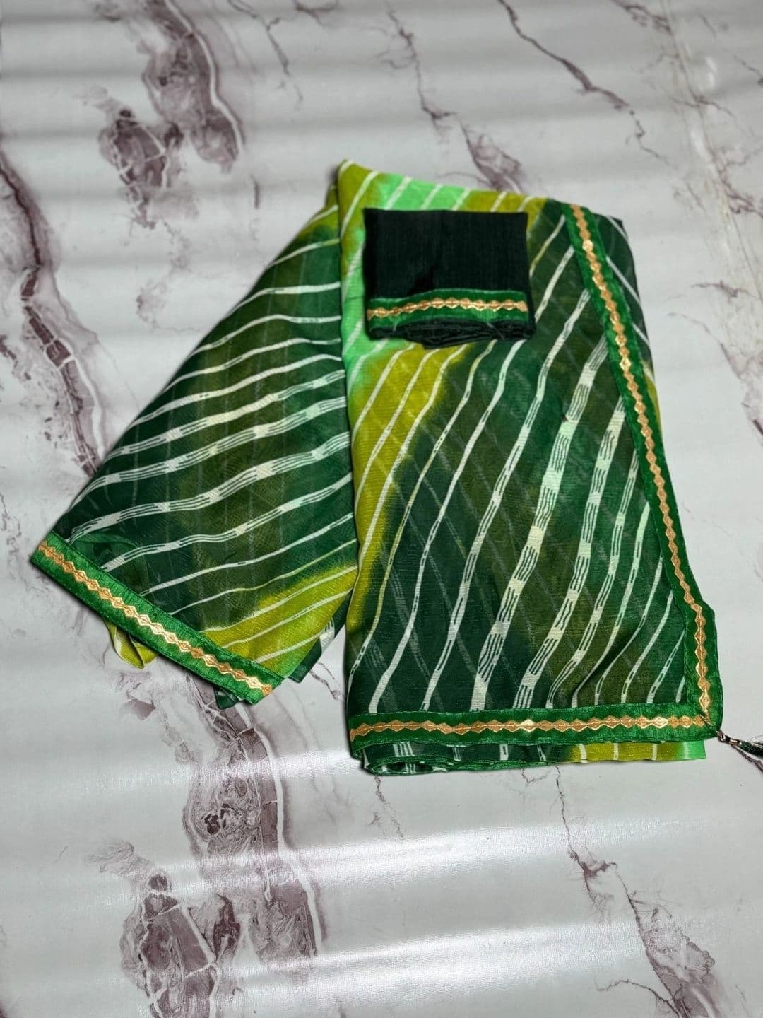 RENBRIZA Leheriya Poly Georgette Saree thumbnail 2