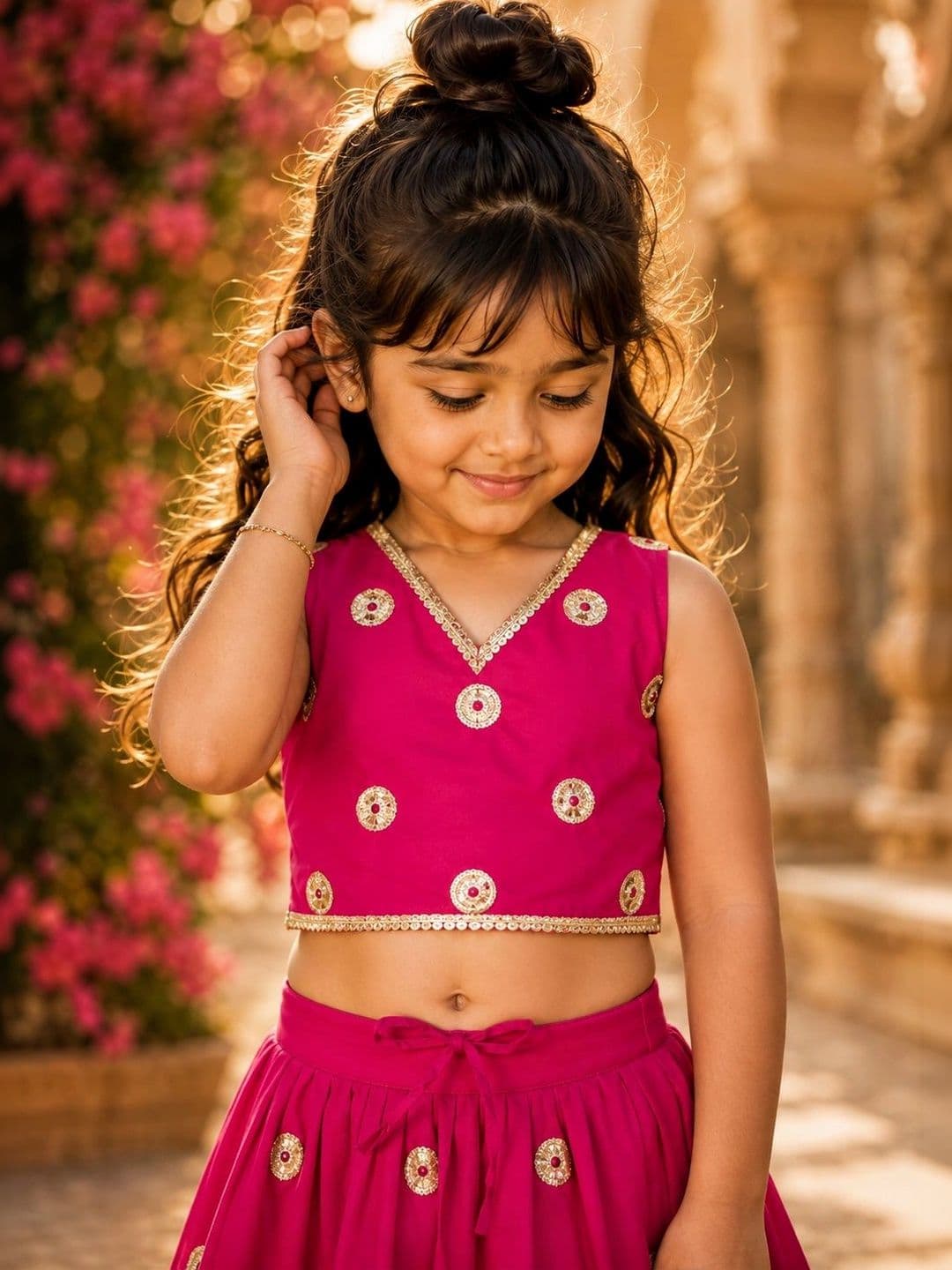 Sangria Girls Embellished Ready to Wear Lehenga & thumbnail 2
