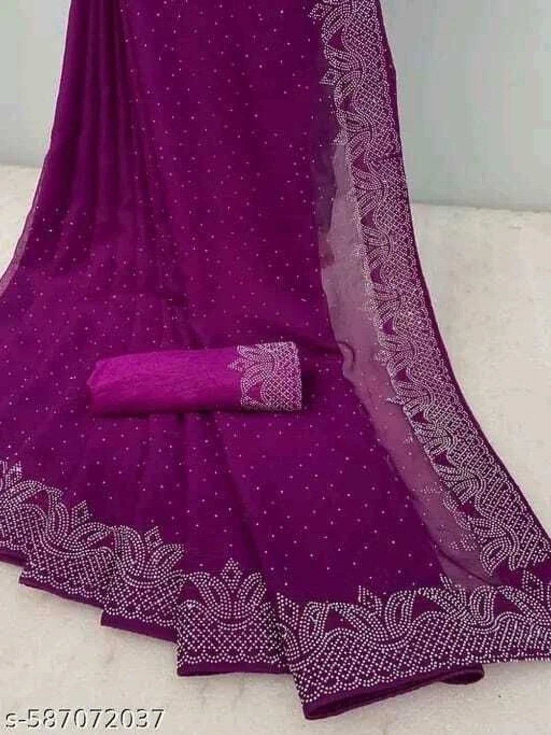 RENBRIZA Poly Georgette Saree - view 1
