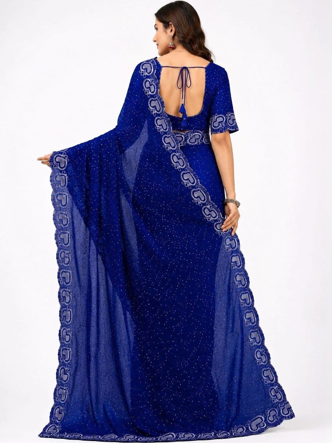 RENBRIZA Embellished Poly Georgette Saree thumbnail 4
