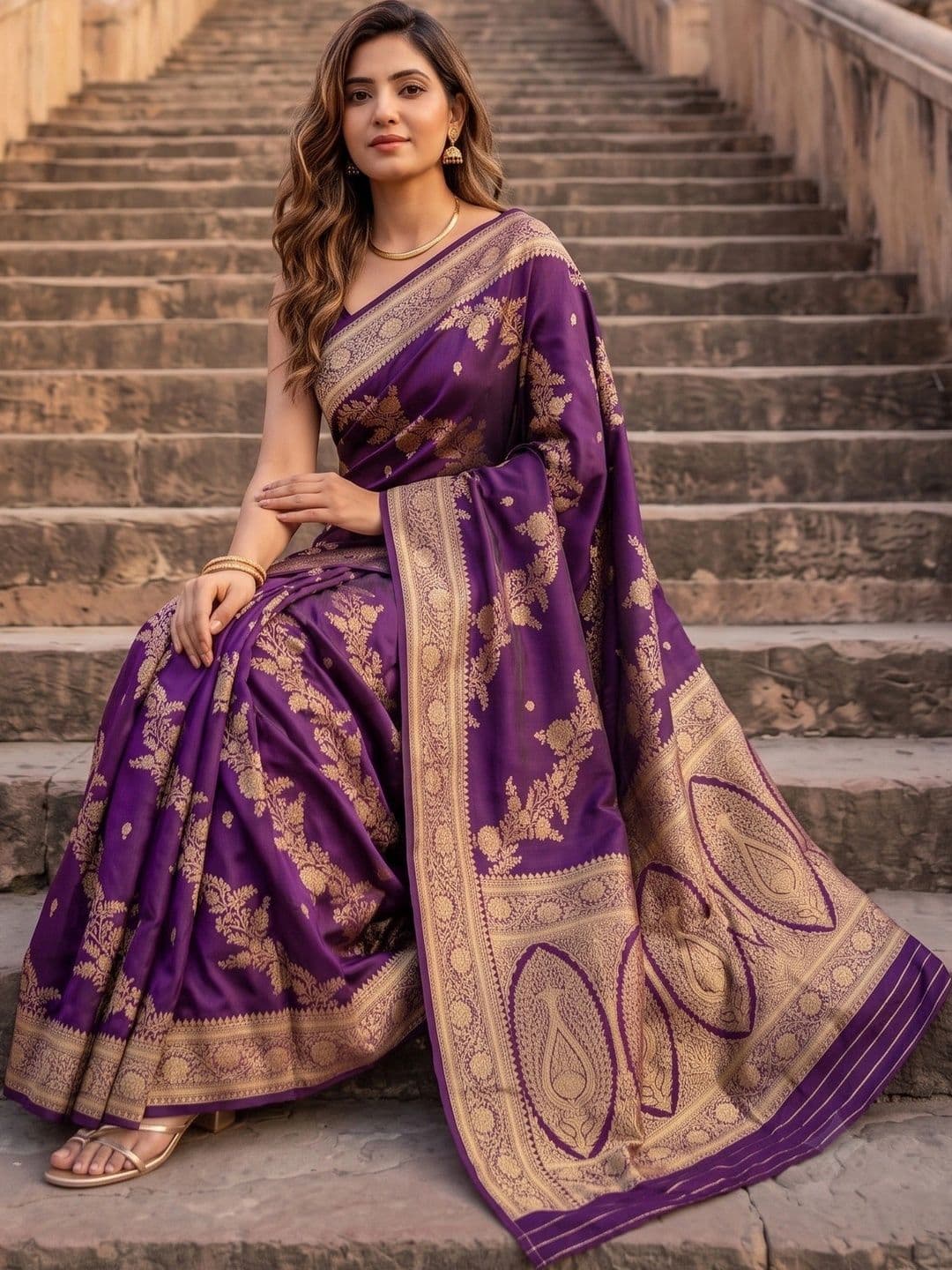 ROOP RADHIKA Woven Design Zari Silk Blend Designer Banarasi Saree thumbnail 2