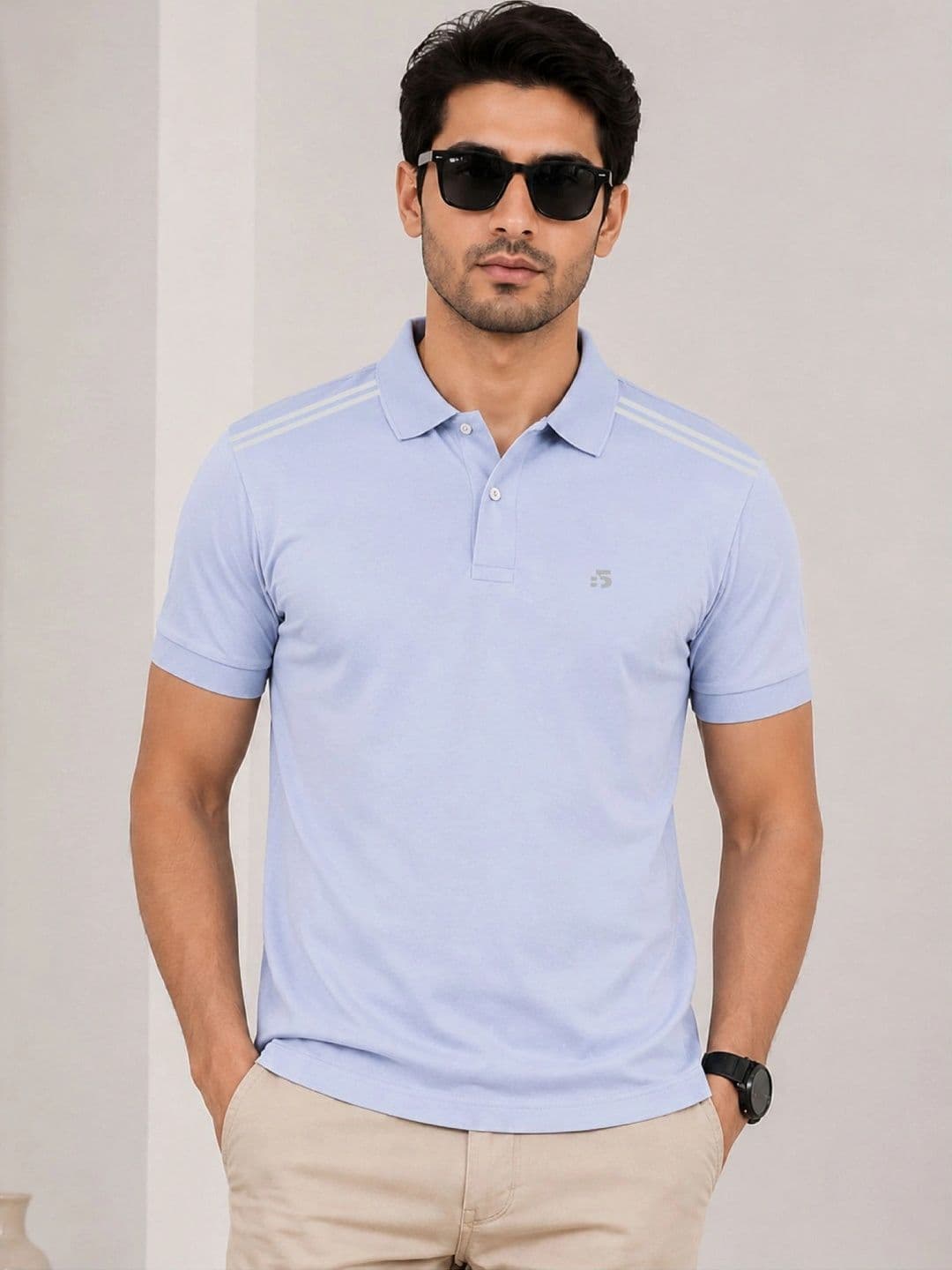 VELS CLOTHING Men Brand Logo Polo Collar Bio Finish T-shirt - view 1