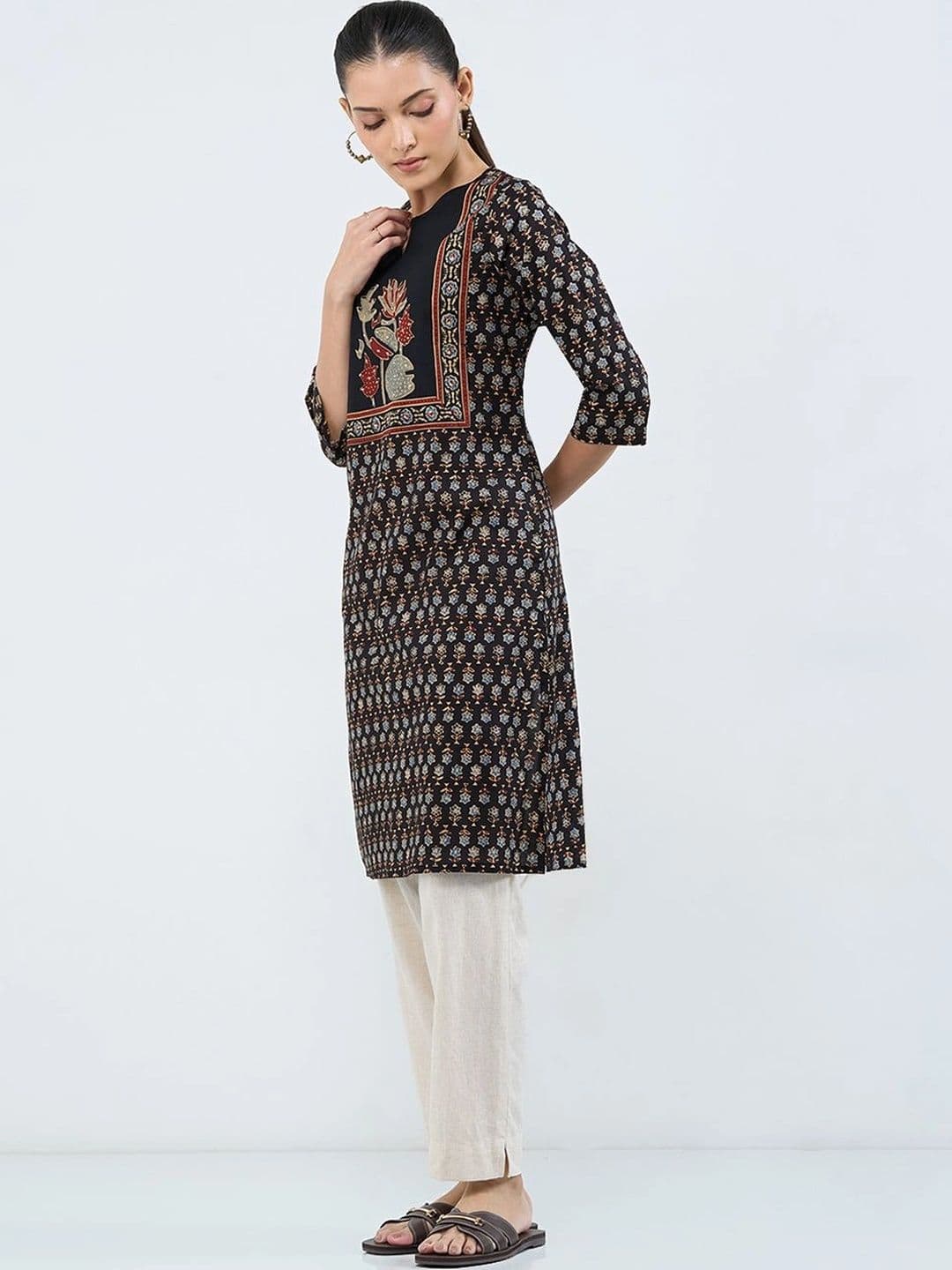 RANGMANCH BY PANTALOONS Women Ethnic Motifs Printed Sequinned Indie Prints Kurta thumbnail 3