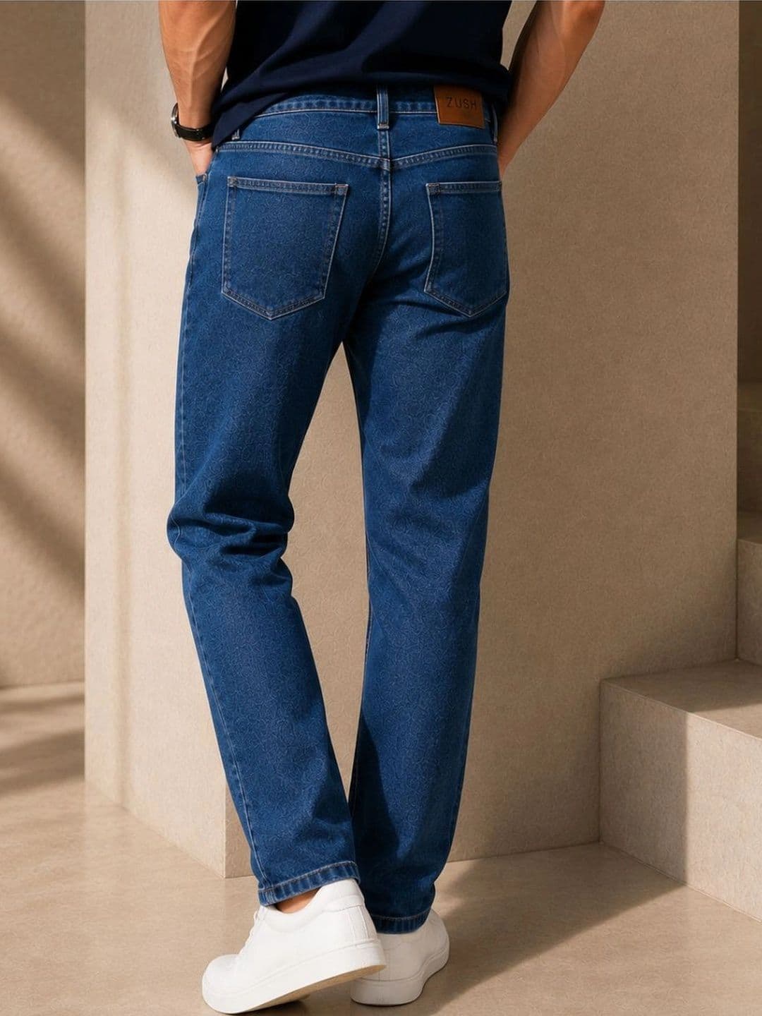 ZUSH Men Straight Fit Mid-Rise Printed Stretchable Jeans thumbnail 2