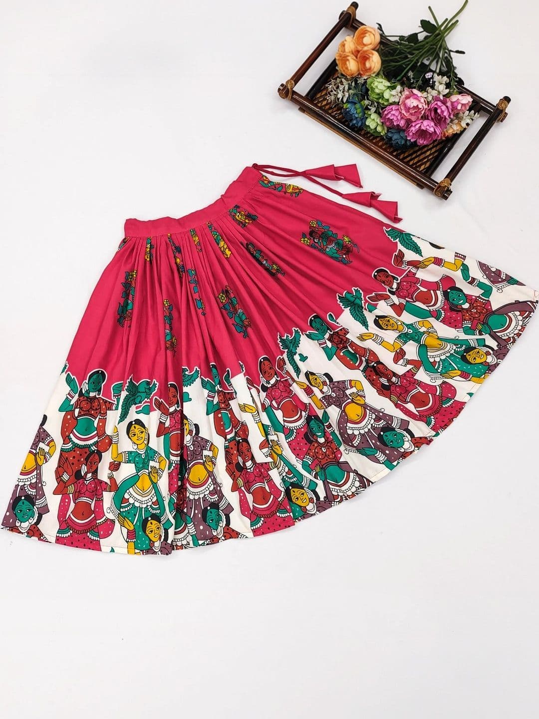 Sangria Girls Printed Kalamkari Ready to Wear Lehenga & Blouse With Dupatta thumbnail 5