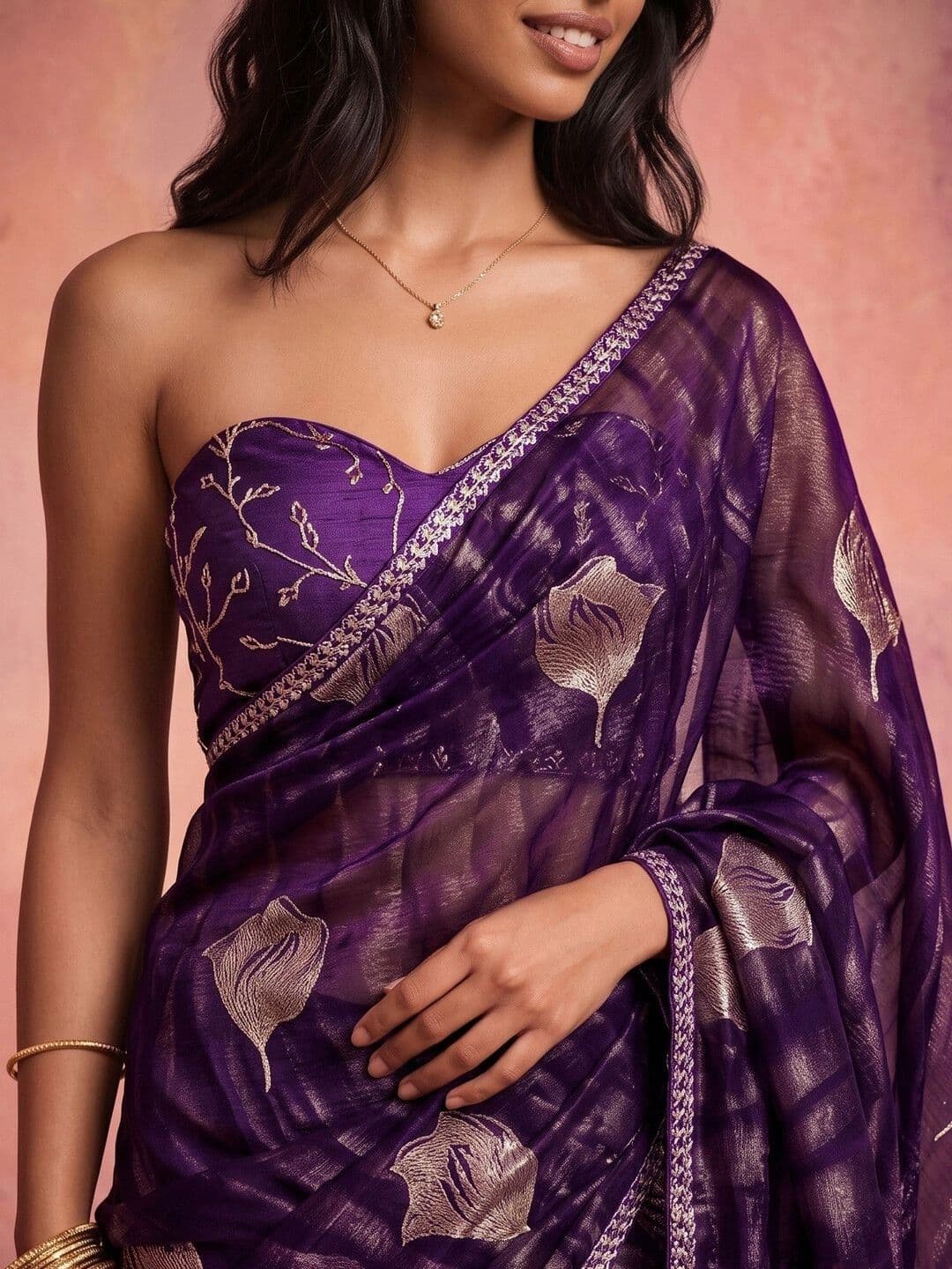 DRIP CHOWK Woven Design Embroidered Pure Georgette Saree thumbnail 5