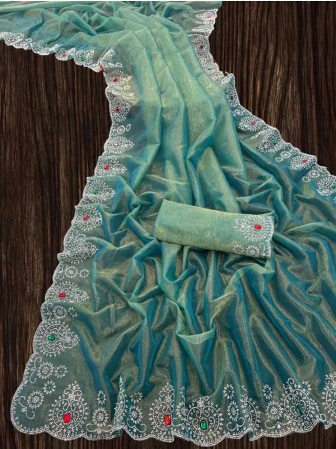 RENBRIZA Embroidered Net Saree - view 1
