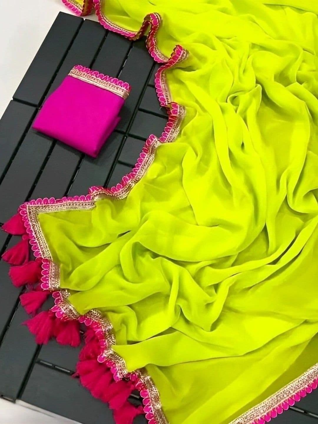 RENBRIZA Poly Georgette Saree thumbnail 5