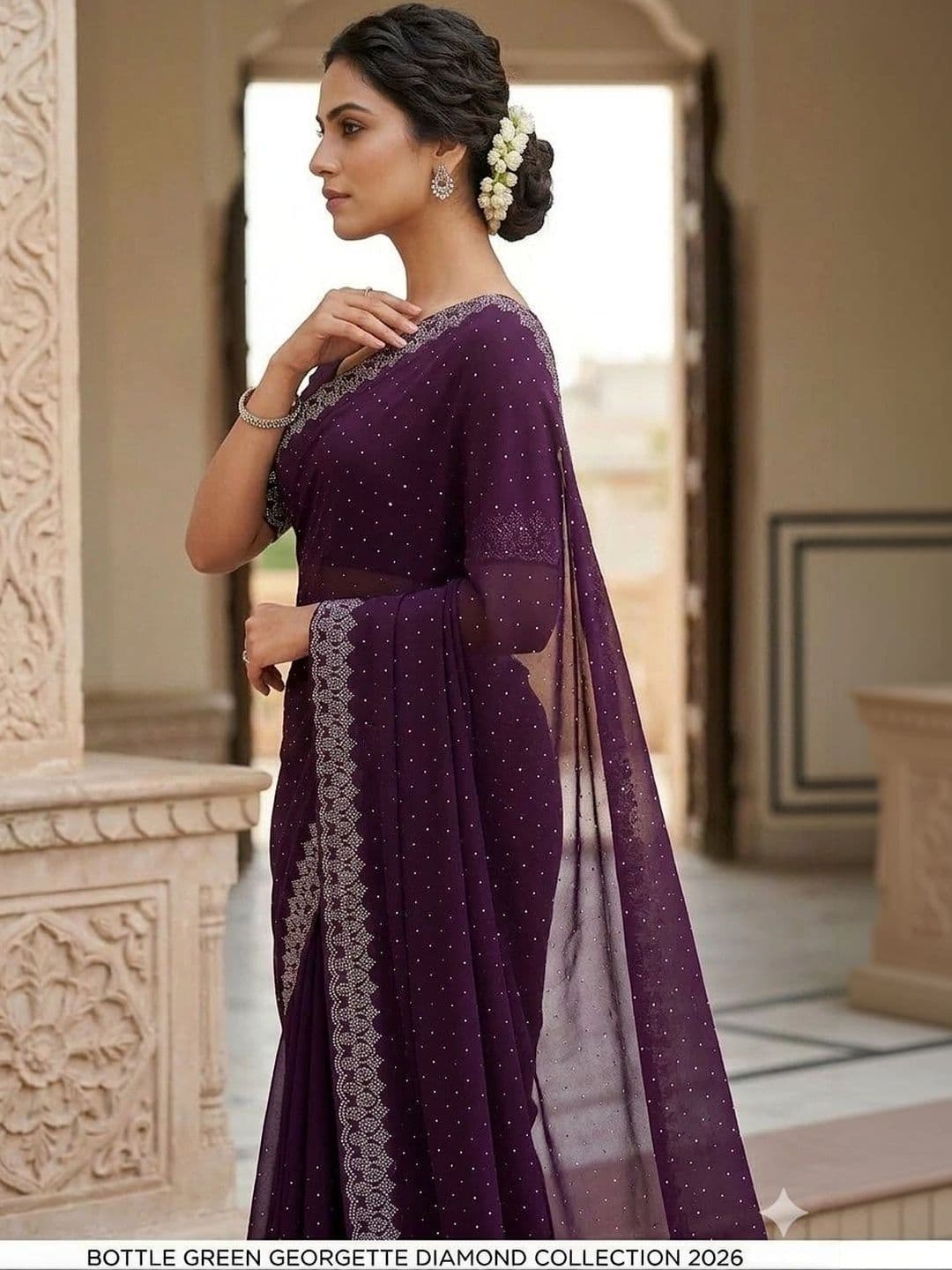 RENBRIZA Poly Georgette Saree - view 1