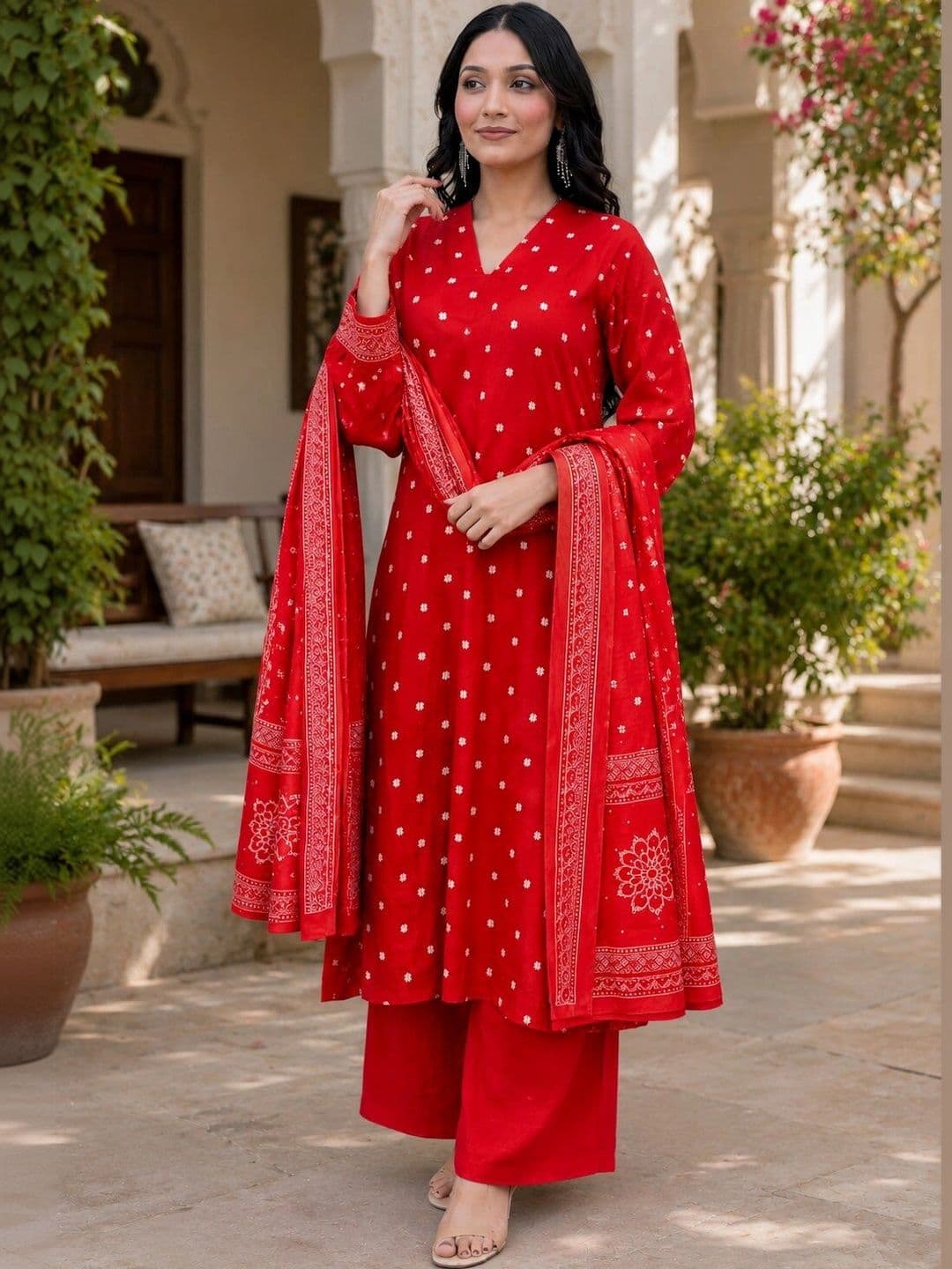 SANTOPERA DESIGNER Women Ethnic Motifs Printed Regular Kurta with Palazzos & With Dupatta thumbnail 6