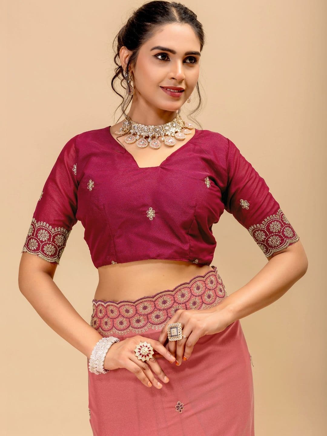 LabelVASTRA Embellished Embroidered Poly Georgette Saree thumbnail 2