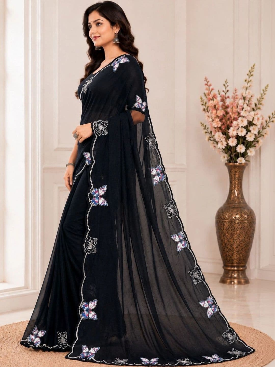 RENBRIZA Poly Georgette Saree thumbnail 2