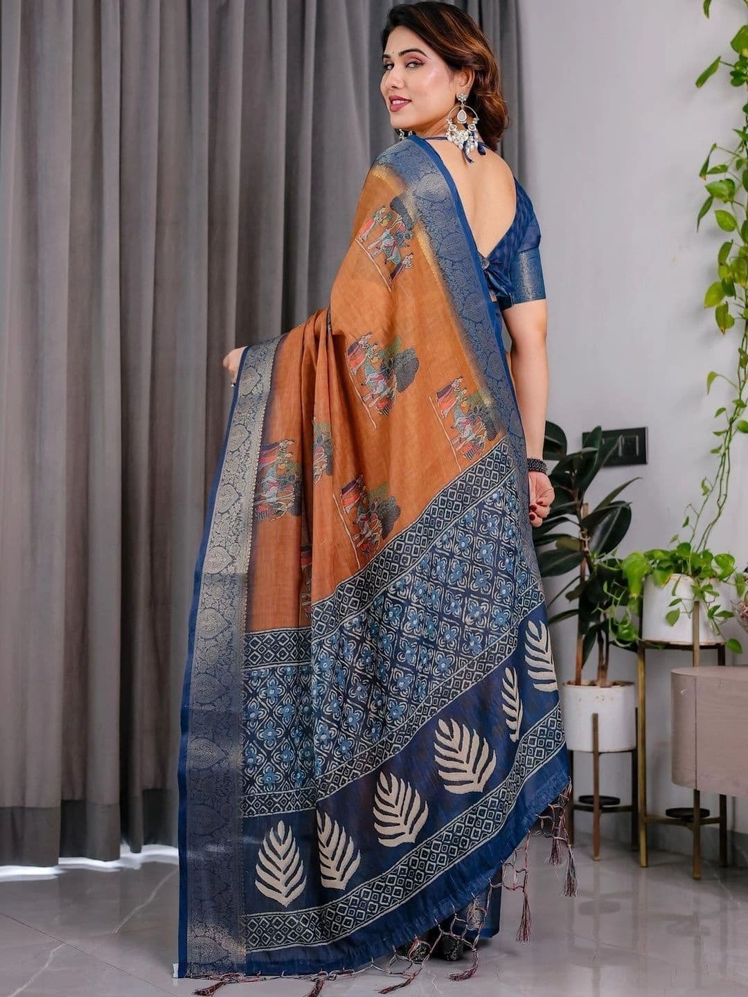 Moda Rapido Kalamkari Art Silk Banarasi Saree thumbnail 4